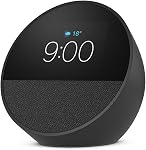 Amazon Echo Spot (nouveau modèle), Idéal pour les tables de nuit, bureaux et cuisines, réveil intelligent, Conçu pour Alexa+, Noir