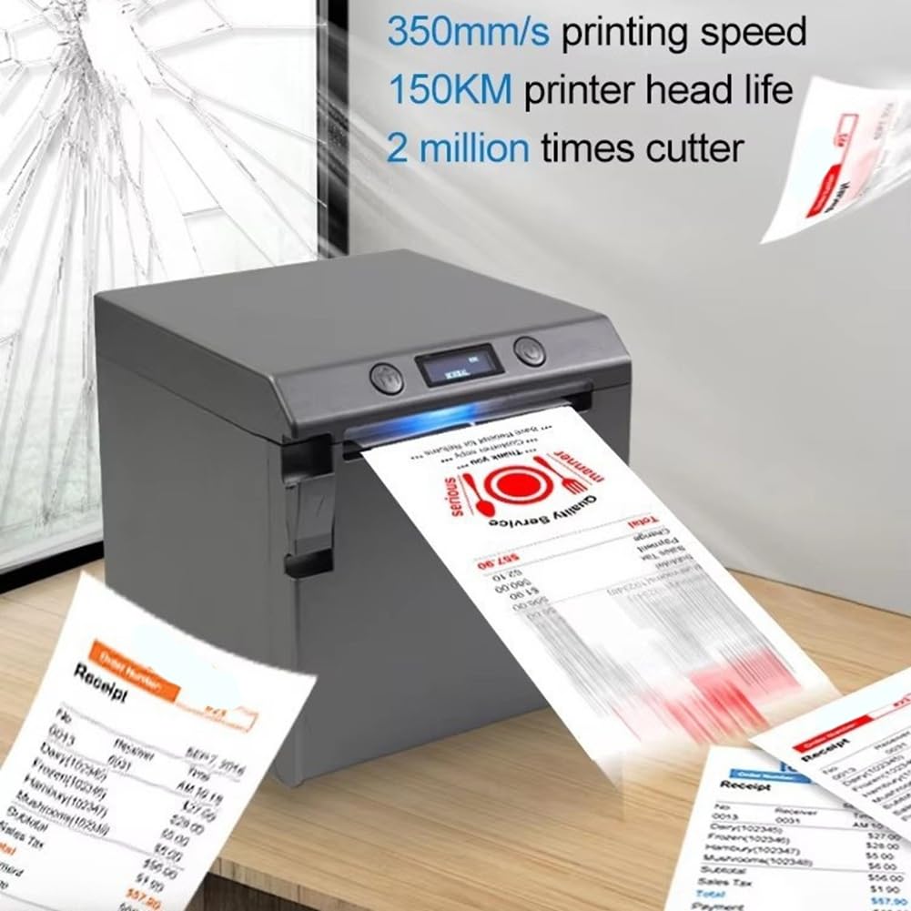 Stampante Termica per Ricevute da 80MM Dedicata, Alta qualità, Funzione di Taglio Automatico per la Stampa di Fatture in Ristoranti, Supermercati e Negozi.