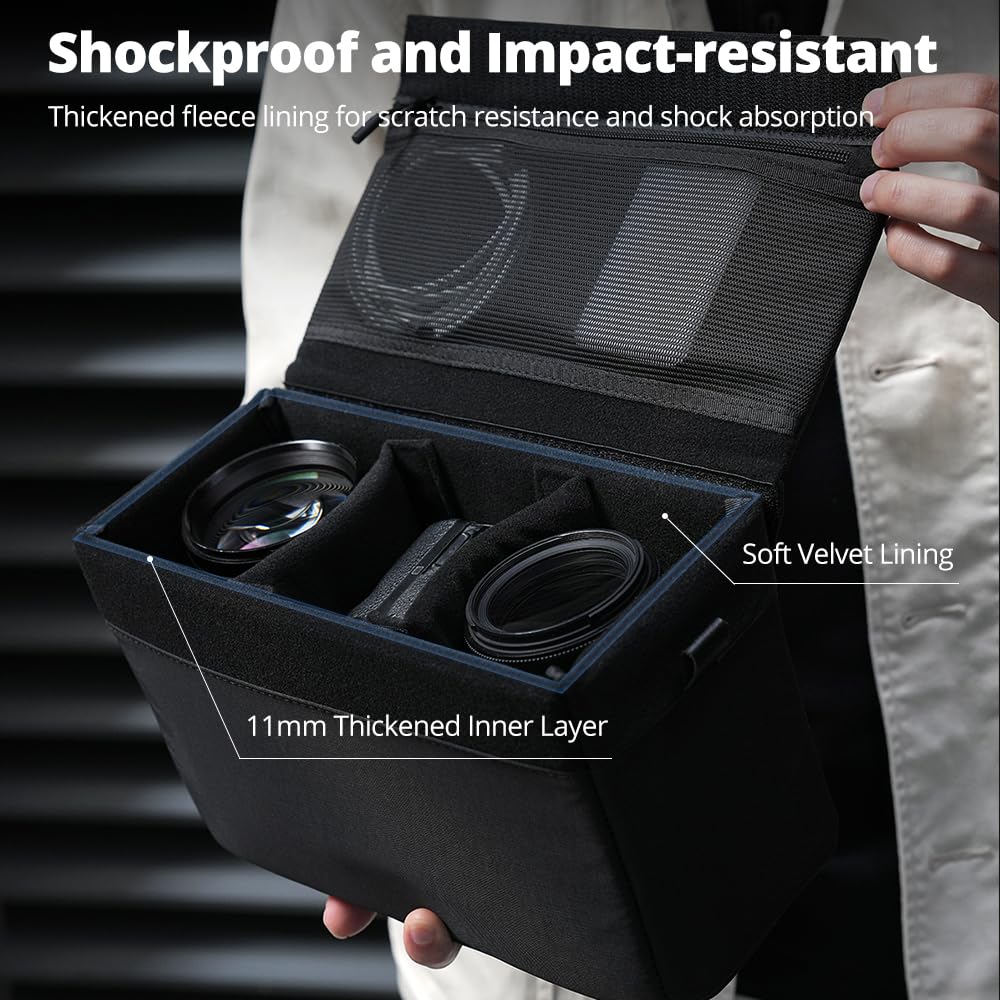 AMBITFUL D1 Cube Insert d'appareil photo, organiseur rembourré avec séparateurs pour appareil photo numérique sans miroir, noir/abricot (noir, M (5,2 L))