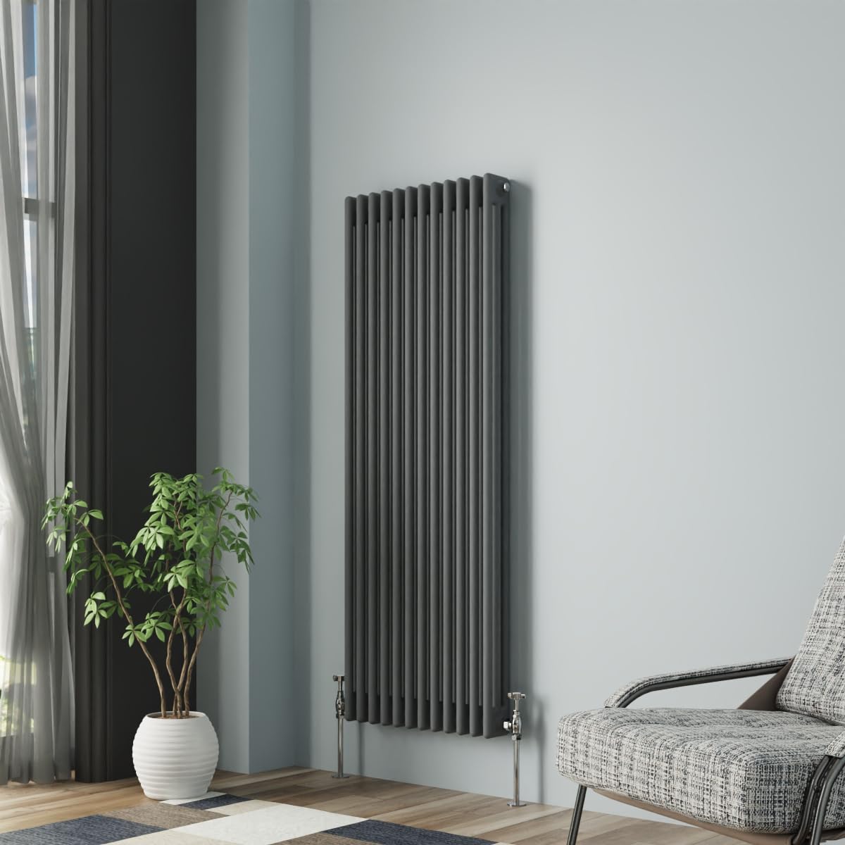 Nrg Anthracite Column Radiator 1500X562mm Triple Cast Iron Rads