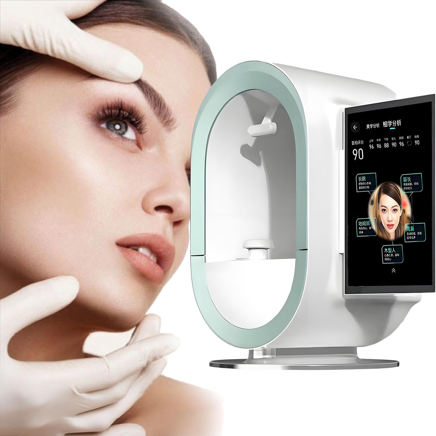 Macchina per l'analisi della pelle professionale per il viso - Imaging AI, strumento diagnostico per il viso ad alta definizione per saloni e spa, informazioni personalizzate sulla pelle Green