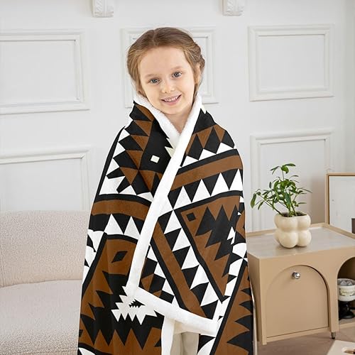 Miniatura 3 de Manta rústica del oeste de 50 x 60 pulgadas para hombres, manta de forro polar azteca del suroeste de felpa bohemia manta de cama étnica mexicana