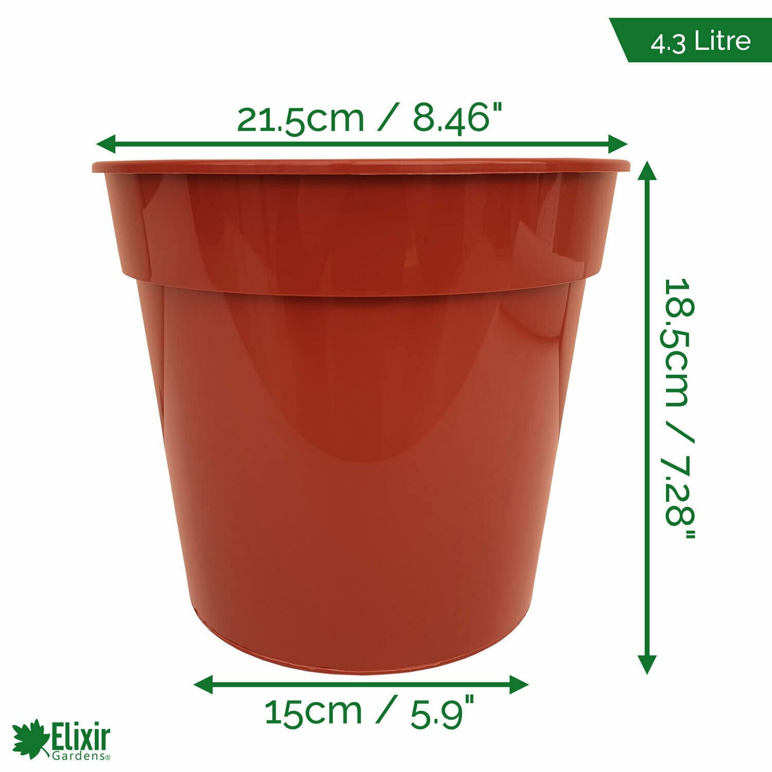 Elixir Gardens | Strong Deep Terracotta Recycled Plastic Plant Pots | Various Sizes/Quantities Available | 21cm x 20 - 2