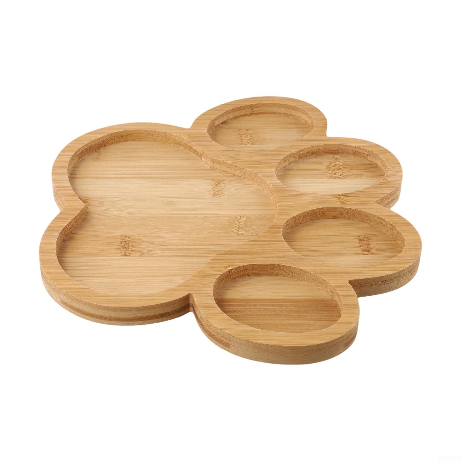 QOXEZY Vassoio da portata in legno naturale a forma di zampa di cane, con 5 scomparti, per organizzare snack, formaggio, frutta, dessert (4)