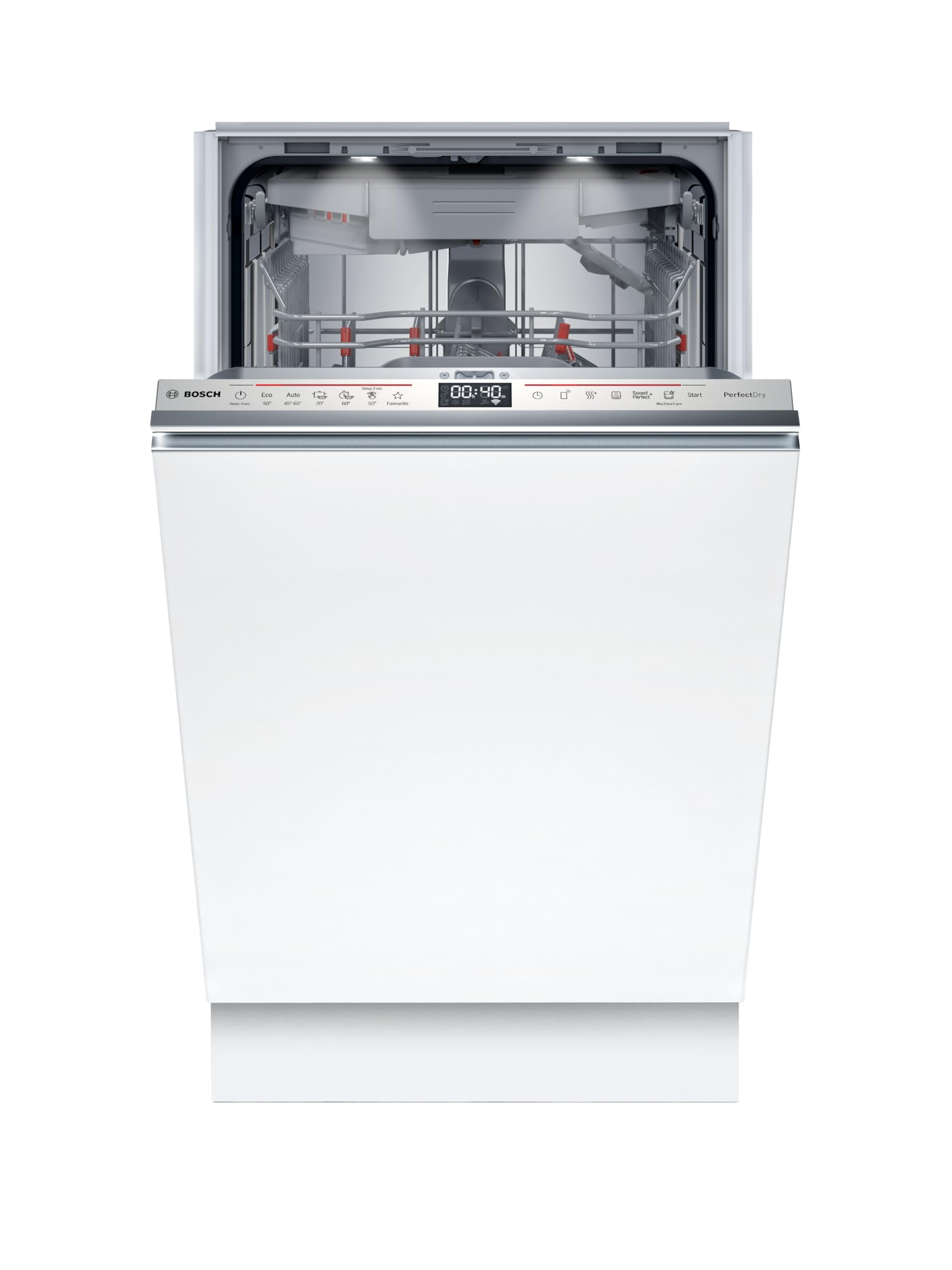 Bosch SPV6ZMX17E Serie 6, Geschirrspüler 45 cm vollintegrierbar, DuoPower - intensive Reinigung, PerfectDry - extra trockenes Geschirr, Smart Start, Besteckschublade, Time Light, Extra Leise