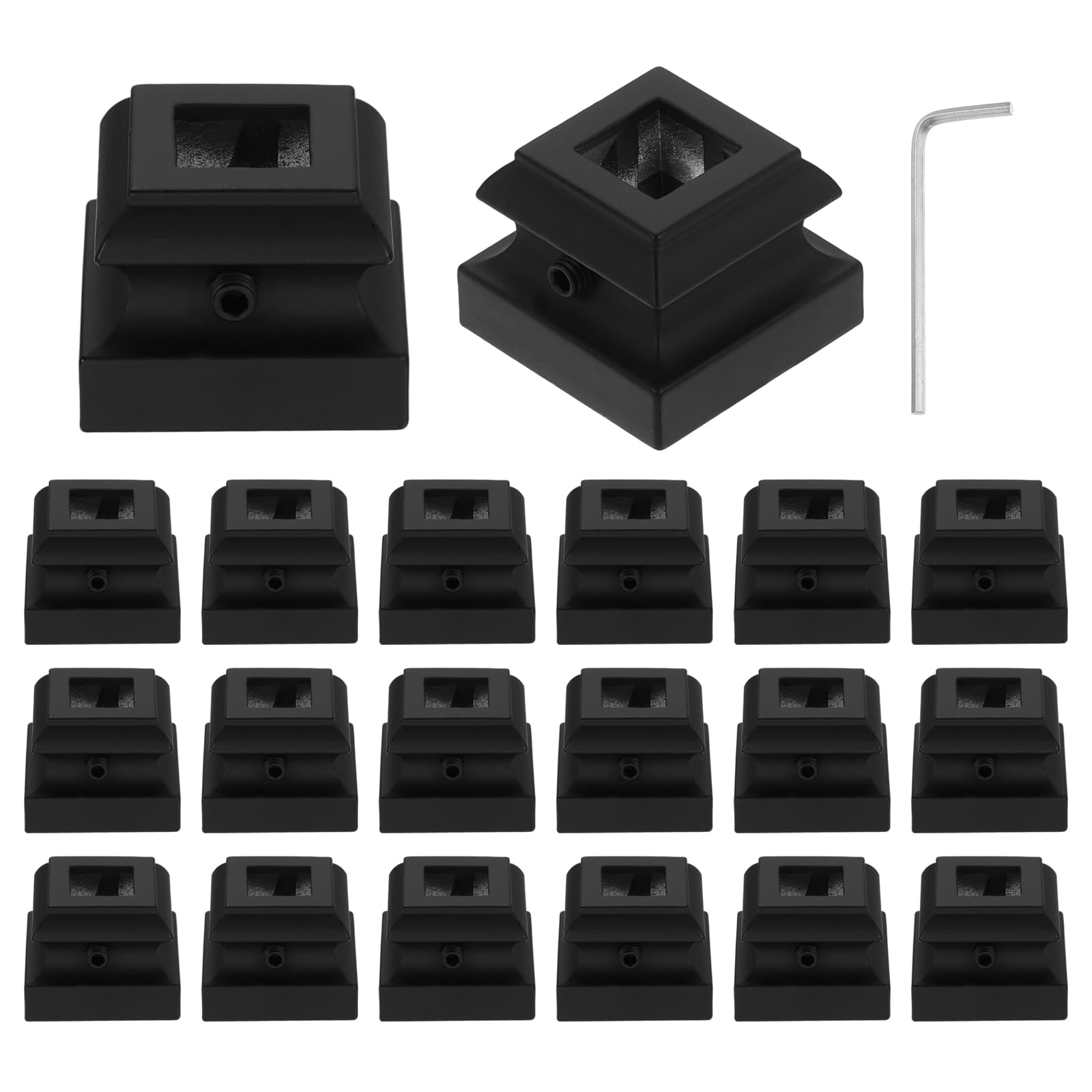 DTGN 30 Pcs Stair Flat Shoes for 1/2" Square Baluster, Black