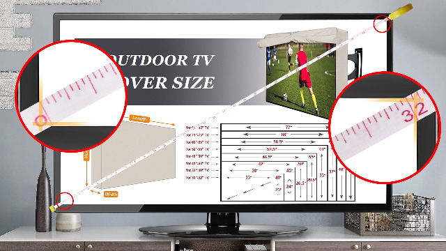 Outdoor TV Cover For 30-32 Inch TVs - Waterproof 600D Heavy Duty Weatherproof Television Screen Protector With Zipper (Paws Design)