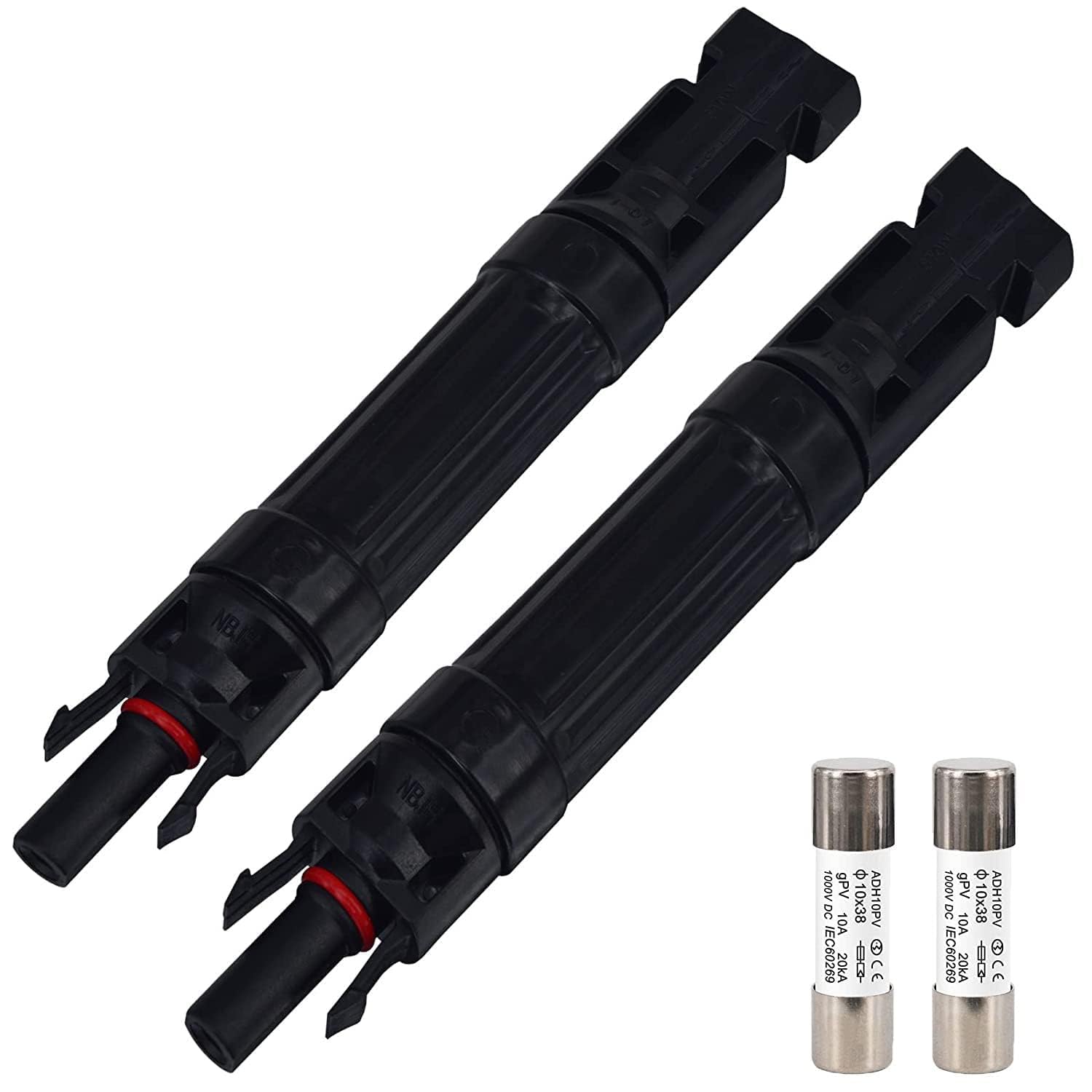 Leehitech 2×10A Solar Fuse Holder Inline with Male and Female Connector for Solar Panel and Solar Controller Waterproof Solar Fuse Connector
