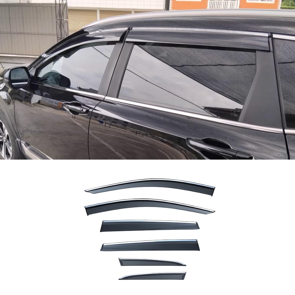 Car Accessories Fit for Honda CR-V RT-RW 2017-2022Automotive Side Window Visor PC Black with Silver 6 PCS