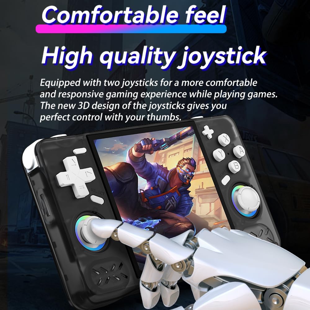 Nuova console di gioco portatile XF40H, 64 GB di memoria interna con 18.000 giochi, batteria da 4000 mAh, sistema Linux, schermo IPS da 4 pollici e custodia (bianco, 64 G)
