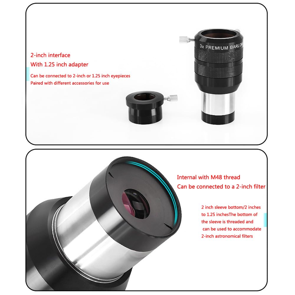 Obiettivo Barlow 3X Apo da 2" con adattatore da 3,2 cm - Ottica a 4 elementi multistrato