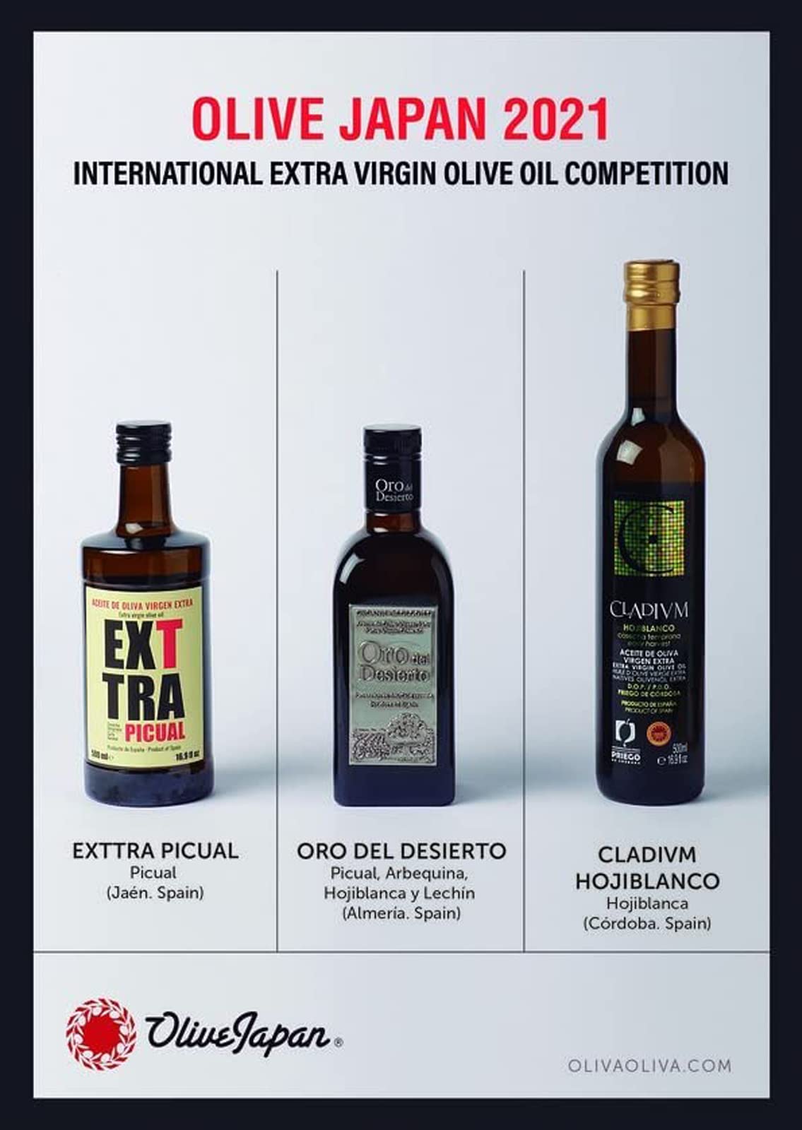Najlepsze Oliwy z Oliwek Extra Virgin na świecie (Olive Japan 2021) - Opakowanie 3 x 500 ml butelek (drewniane pudełko)