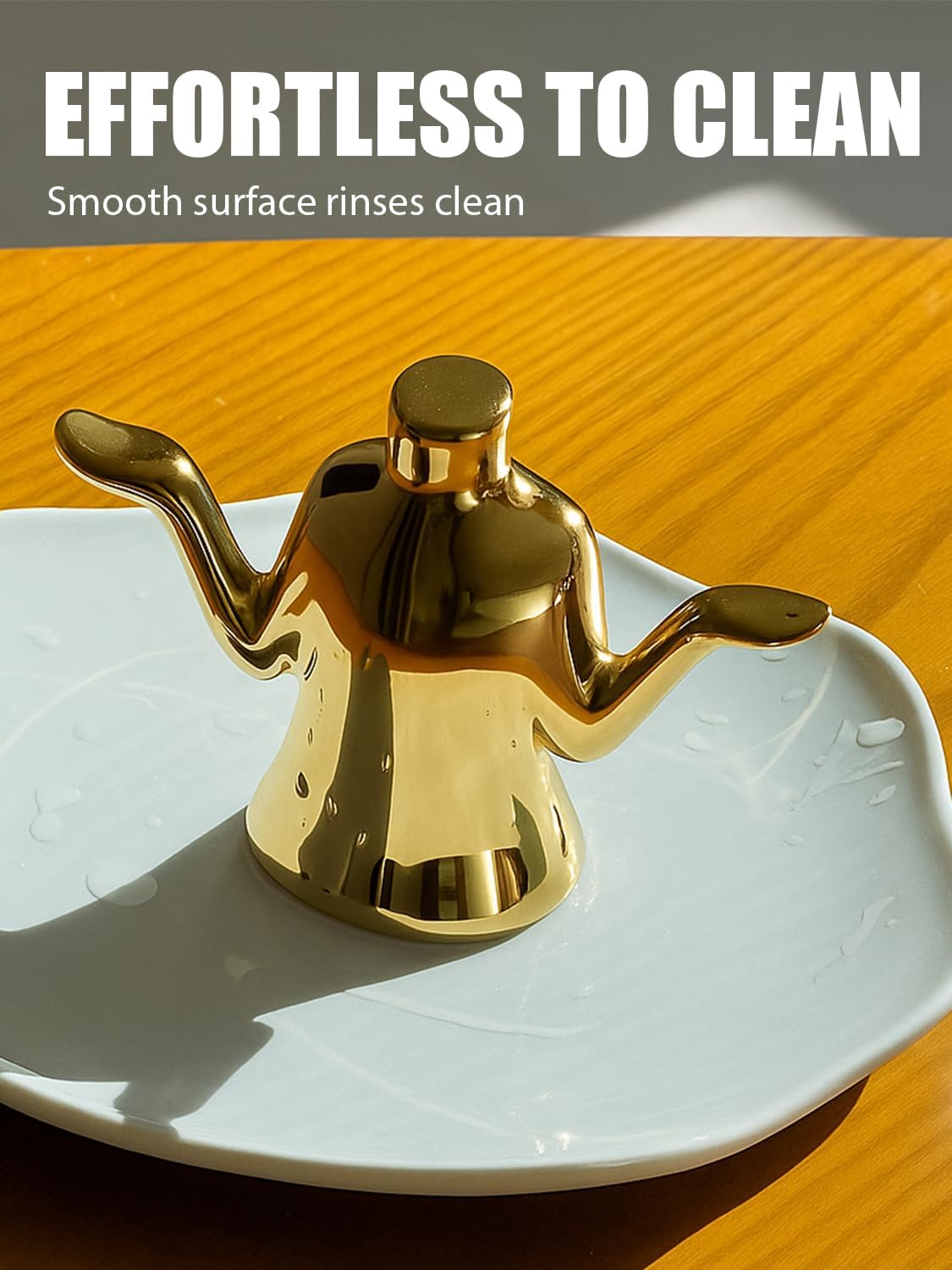 Gold Jewelry Holder with Tray – Ceramic Ring Dish, Earring Stand, Necklace & Bracelet Organizer – Decorative Trinket Dish Jewelry Organizer for Vanity, Dresser, or Nightstand - Image 7