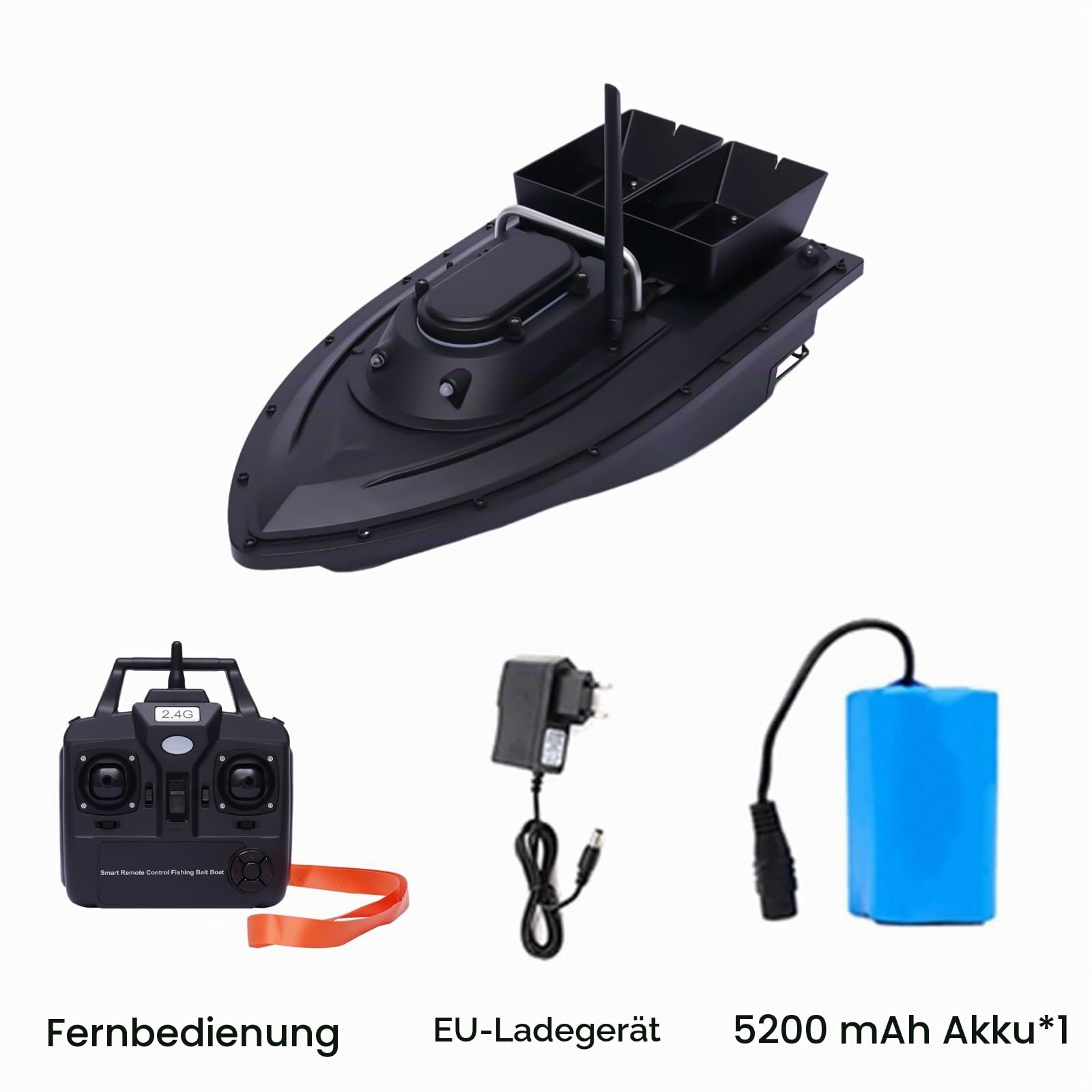 500M Köder Boot Angeln, Dual Motor Fish Finder 2KG Futterboot Köderboot Angelköderboot mit LED-Licht, Doppelter Bunker Köderboot, Fischköderboot Fernsteuerbar Fischer Angeln Boot