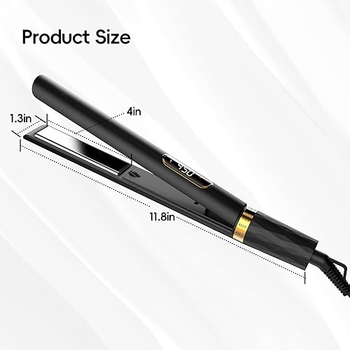 Miniatura 8 de Nicebay Plancha plana de titanio de 1 pulgada, alisador y rizador de pelo de calentamiento rápido, con 5 ajustes de temperatura, tecnología de iones