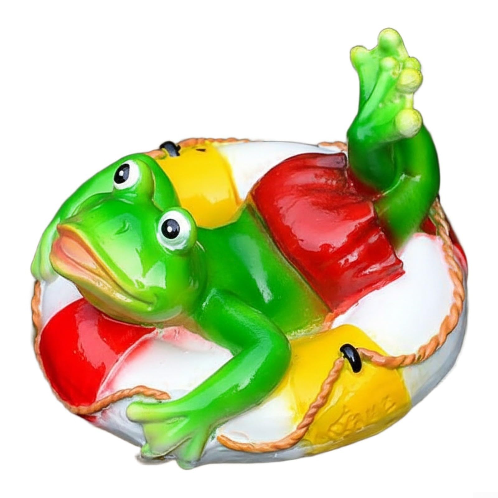 URPIZY Resin Floating Frog Ornament Garden Ponds & Water Features, Self-Floating Lily Pad Statue with Realistic Detailing, Green Decor Aquariums Fountains Terrariums 15x13cm(Lying Tire Frog)