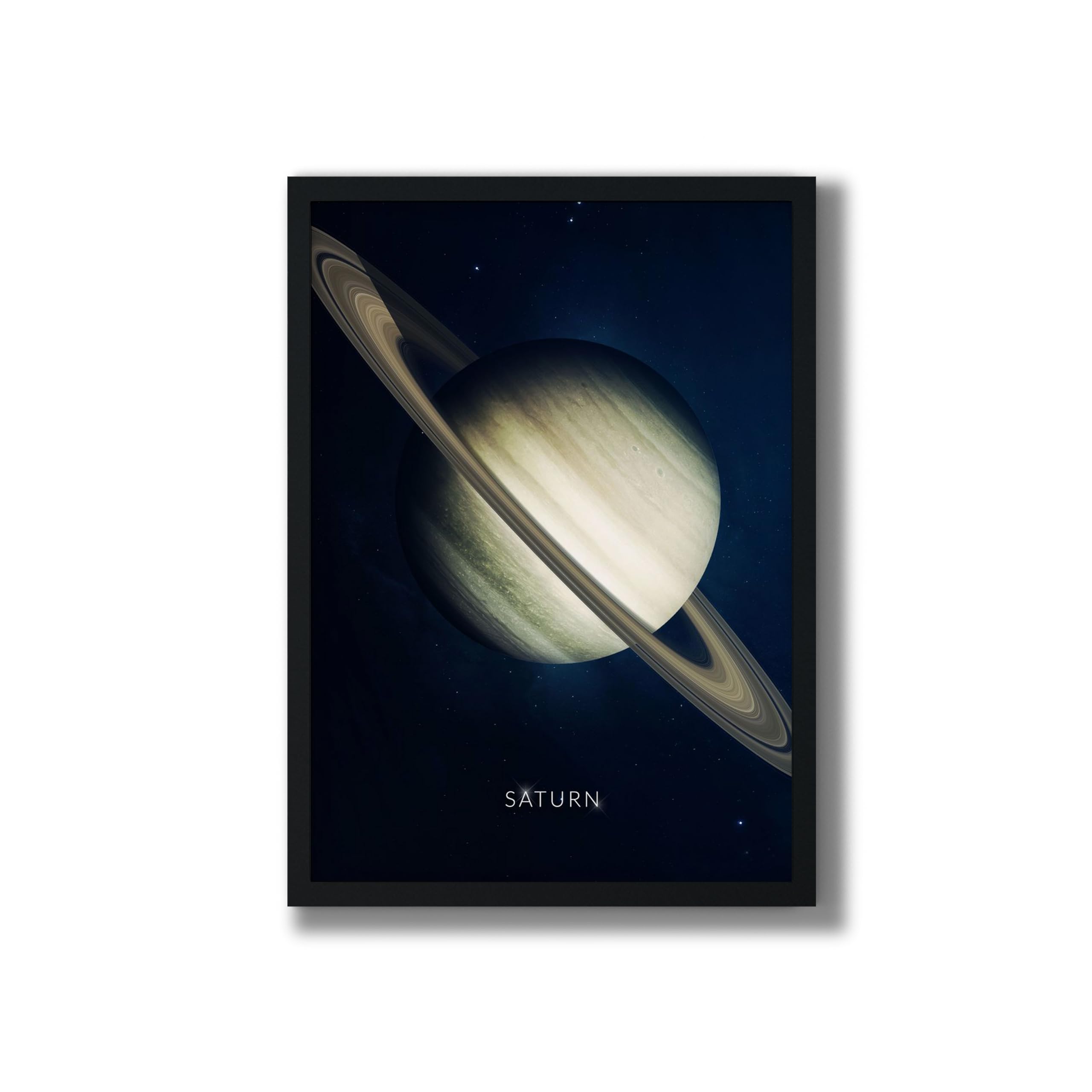momonts framed poster wall art saturn planet space - for stargazers & space geeks - 8 x 12 inch picture frame wall decor for living room bedroom office - matt laminated art print
