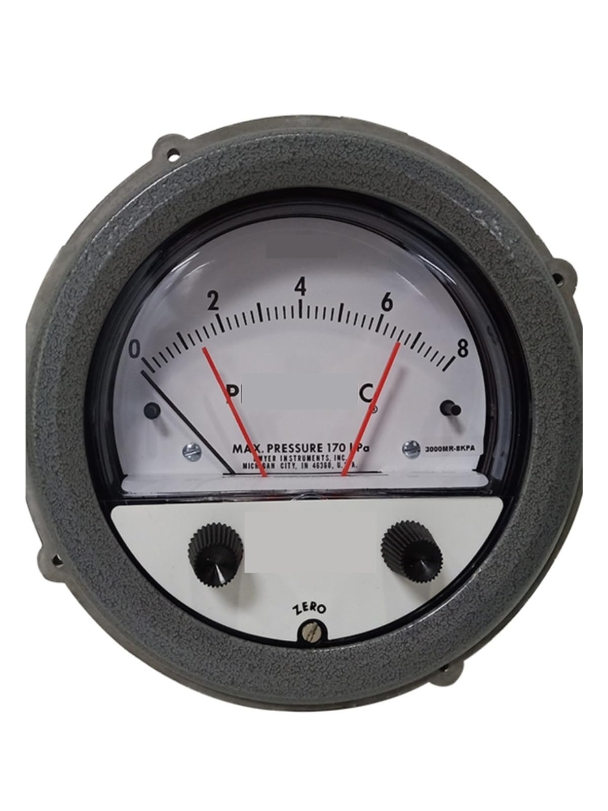 BIRAN Indicador de presión diferencial de conmutación de visualización puntero 3000MR-8KPA 0-8KPA