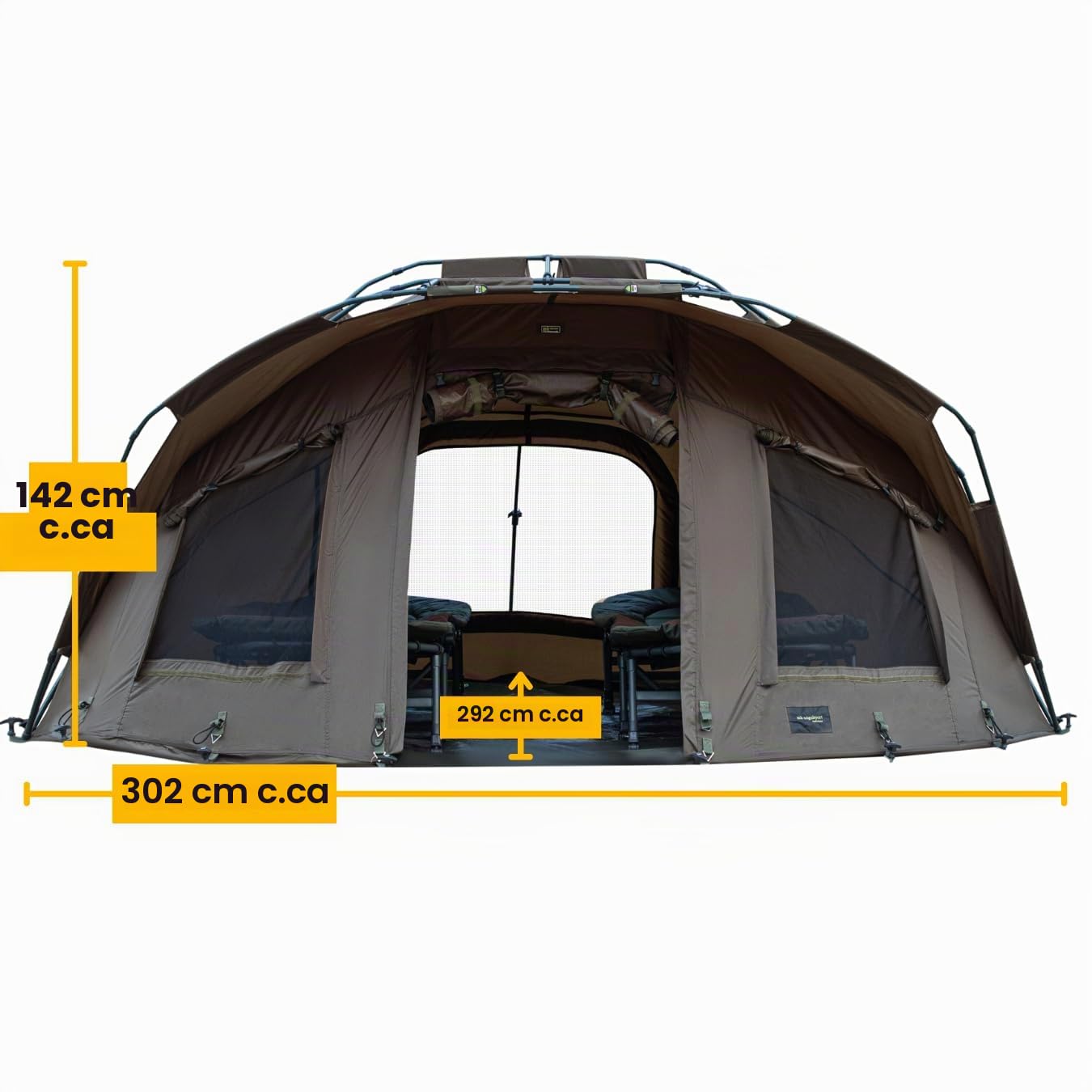 MK-Angelsport Fort Knox - Tenda da pesca per 2 persone, set completo con martello in gomma, tenda a cupola