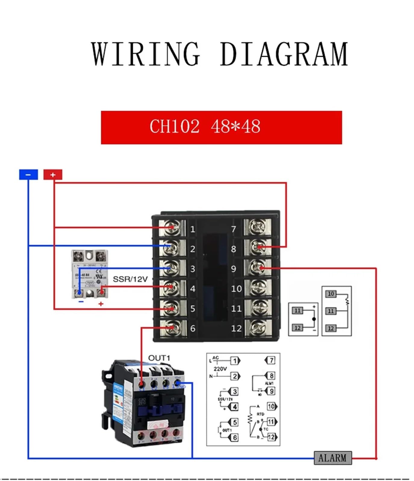 1 Uds salida Dual SSR y relé CH102 CH402 CH702 CH902 dos salidas de relé LCD controlador de temperatura PID Digital 48-240V AC REX-CH(CH102)