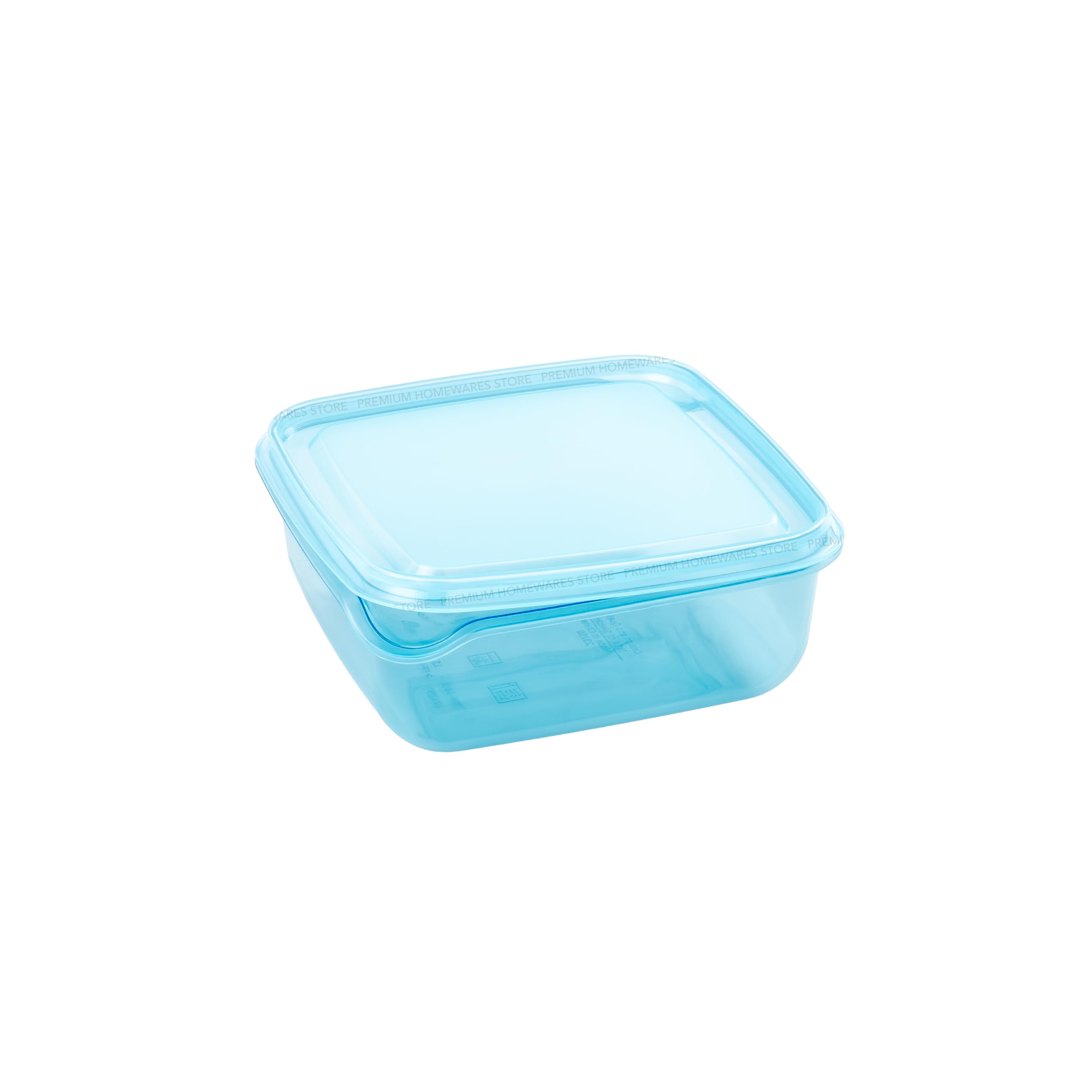 12 x PRUTA 0,6L Kunststoff Meal Prep Kleine Portion Frischhaltedosen mit Deckel, 14 x 14 x 6 cm, Transparent Blau, Gefriergeeignet, Spülmaschinenfest, Stapelbar