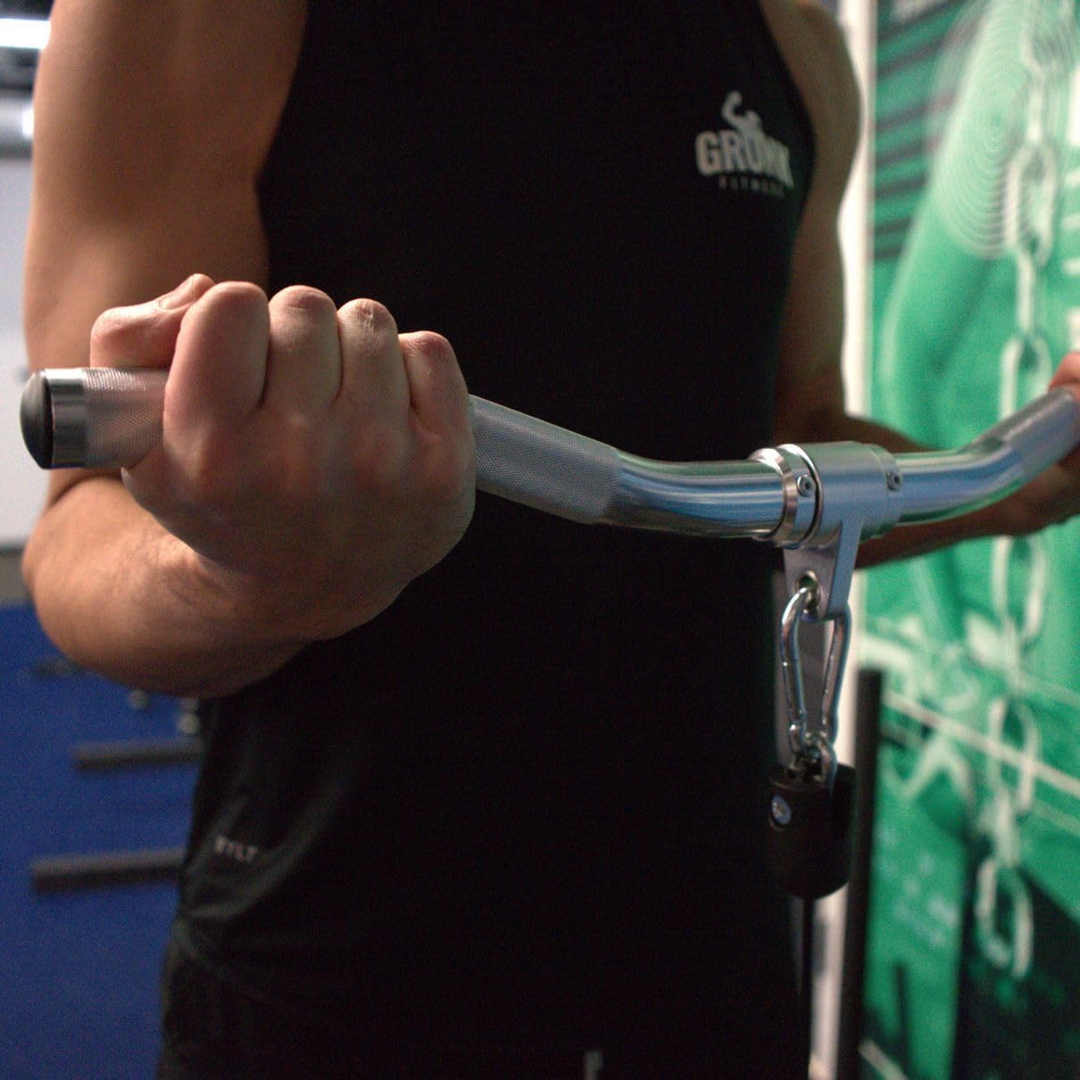 Gronk Fitness Aluminum Revolving Curl Bar | Cable Attachments for Functional Trainer & Gym Cable Machines