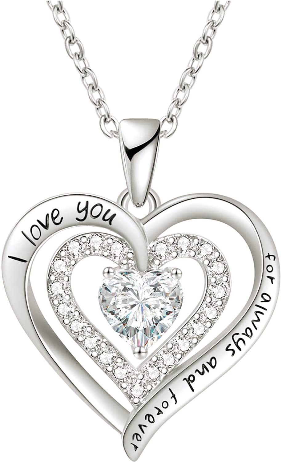 LIHELEI Collares Mujer Amor Colgante de Corazón Plata S925 Piedras de Nacimiento, Joyas Regalos para Esposa, Mamá Cumpleaños Navidad Aniversario día de San Valentín Regalo