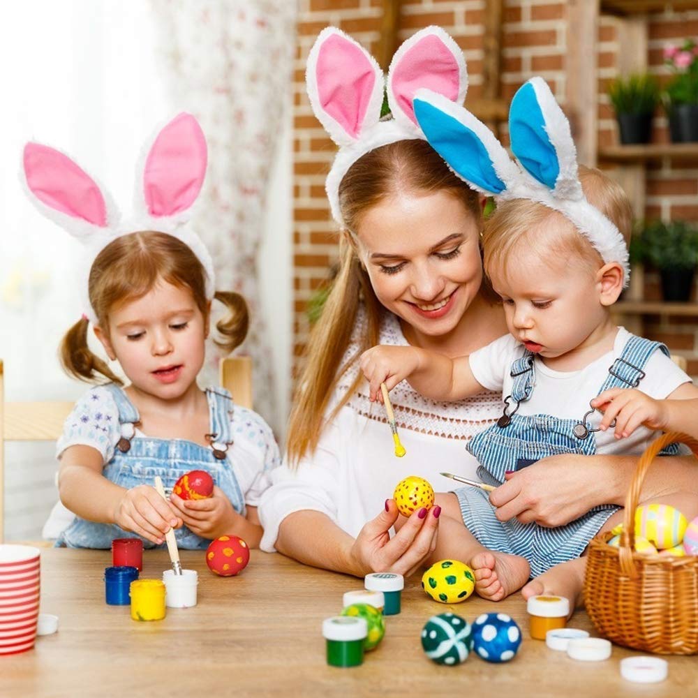 Wishstar Huevos de Pascua, 50 Piezas Huevos de Pascua para Pintar, Huevos de Plastico Blancos Decorativos, Huevos Colgantes con Cuerda, Manualidades de Pascua, para Colgar para Decoración y Regalo