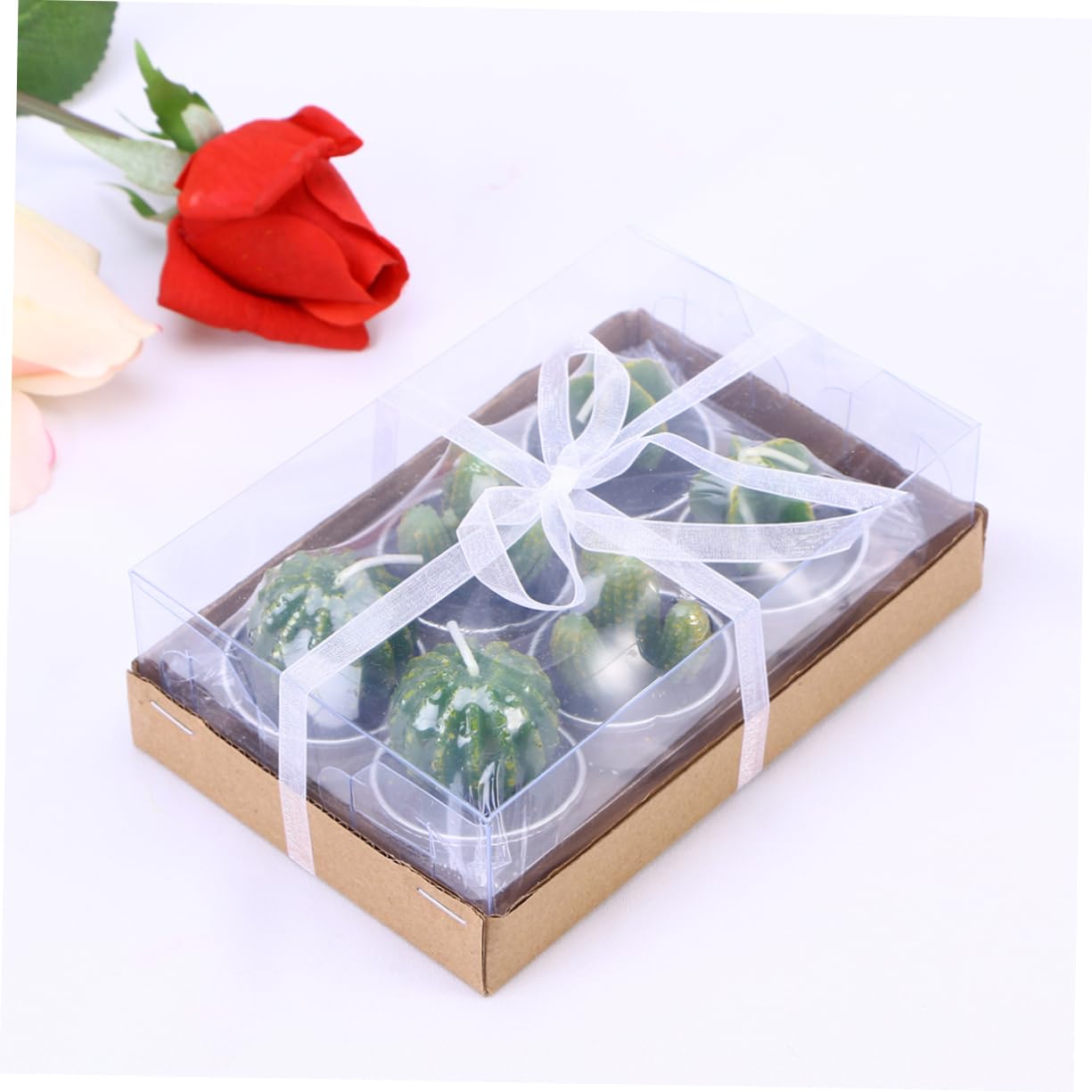 HOMOCONO Creative Plant Candles Handmade Tealight Candles for Home Decoration Birthday Parties and Spa Realistic Cactus Prickly Random Style