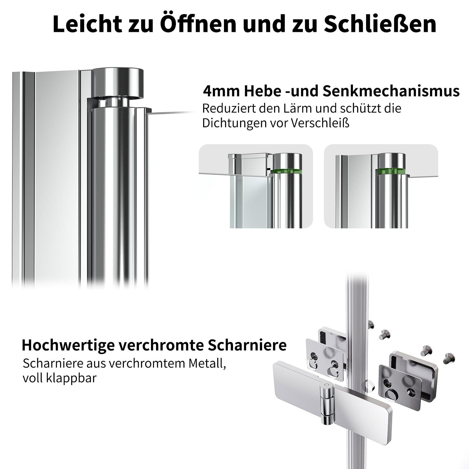 Duschkabine Falttür mit Seitenwand 90x70 cm Eckeinstieg Dusche Rahmenlos Duschabtrennung Eckdusche aus 6mm ESG Sicherheitsglas mit Nano-Beschichtung, Höhe 195 cm