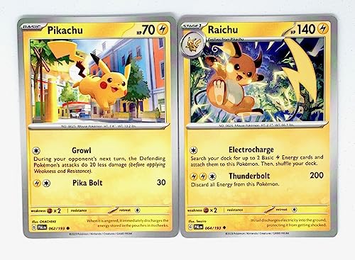 Raichu 064/193 - Paldea Evolved - Pokemon Evolution Set - 2 Card Lot - Scarlet & Violet