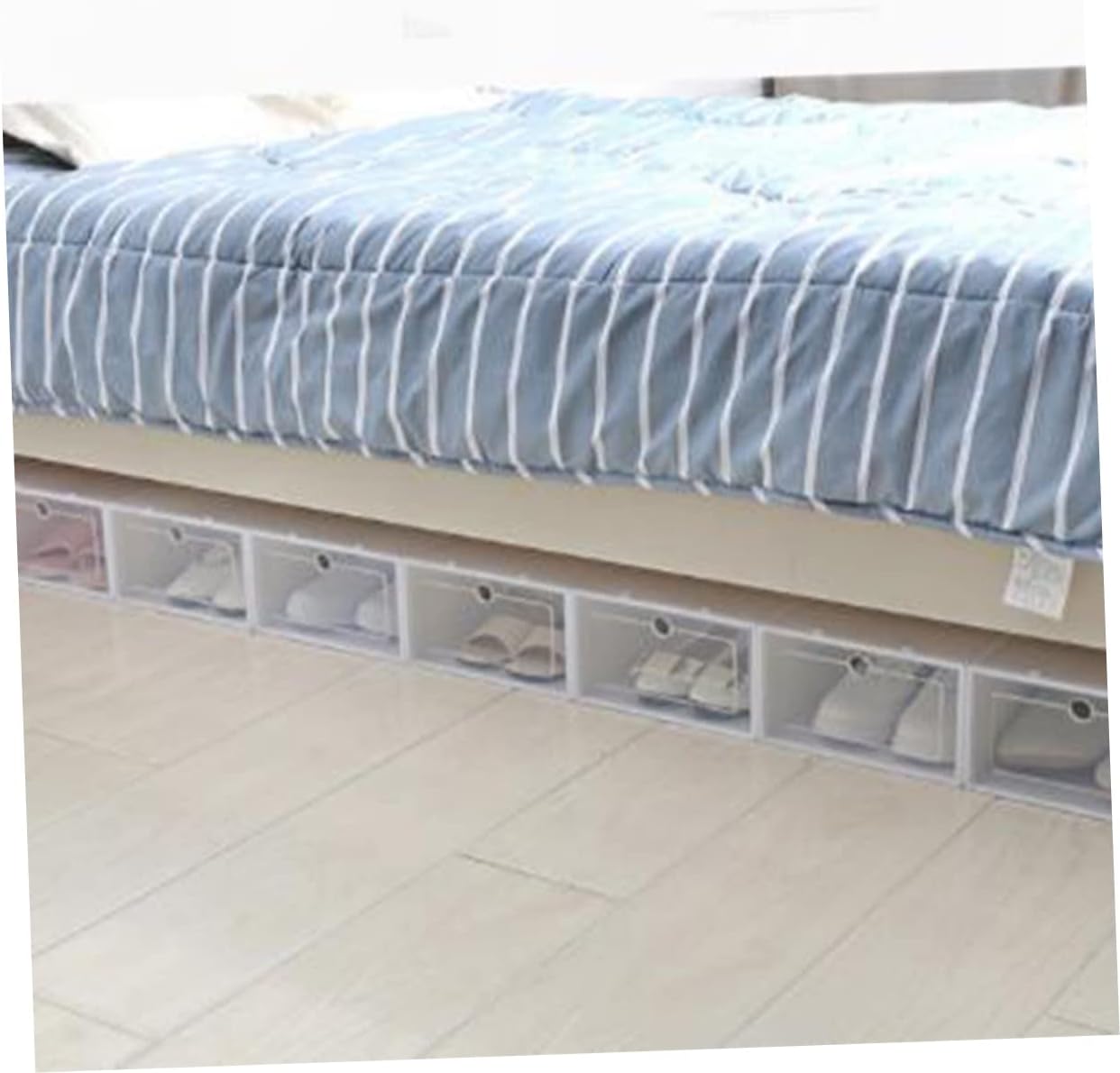 IMIKEYA 30pcs Stackable Shoe Storage Boxes Thicken Plastic Container for Closet Entryway and under Bed Organization White for Shoes and Accessories