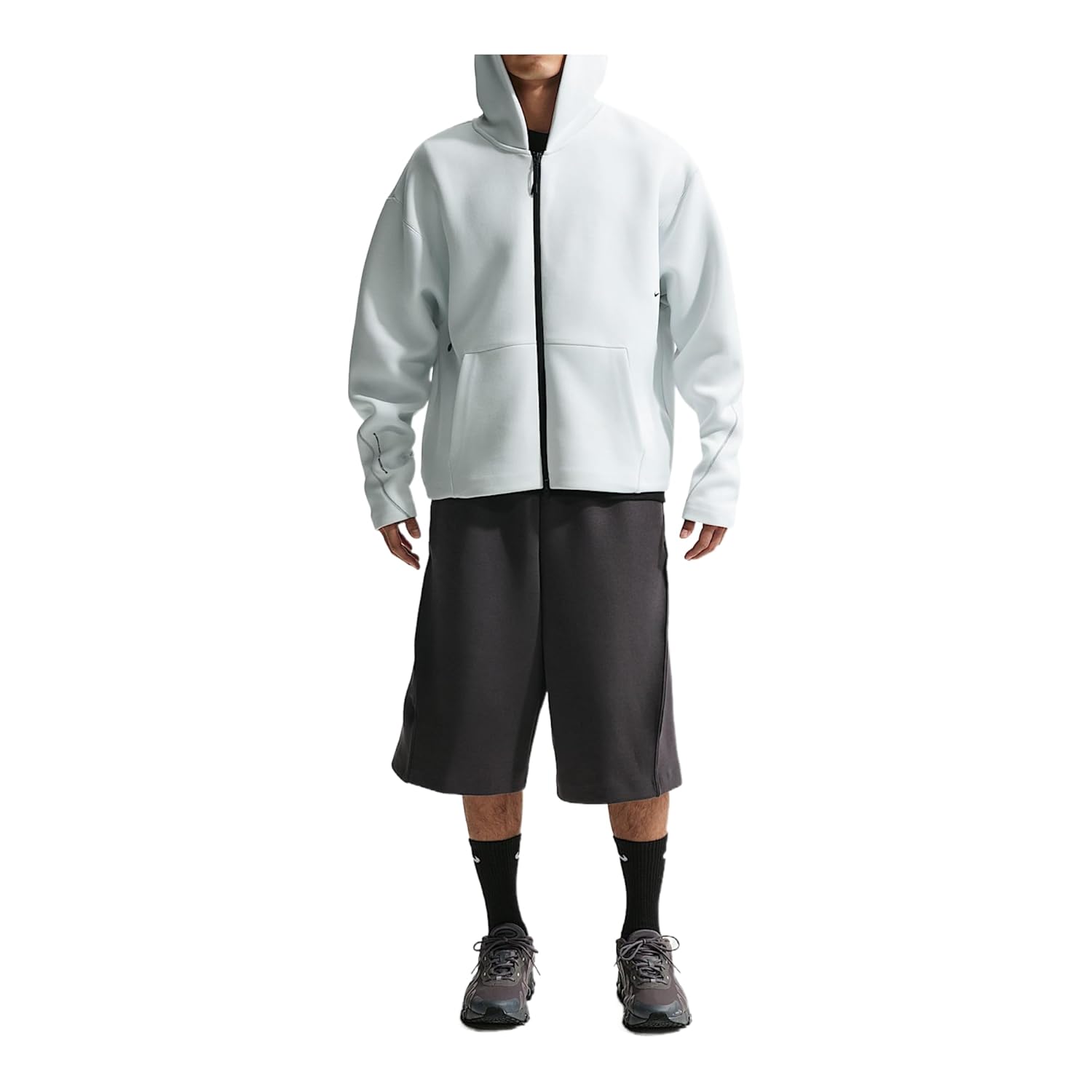 Nike Tech Mens Fleece Full-Zip Hoodie Off White Black