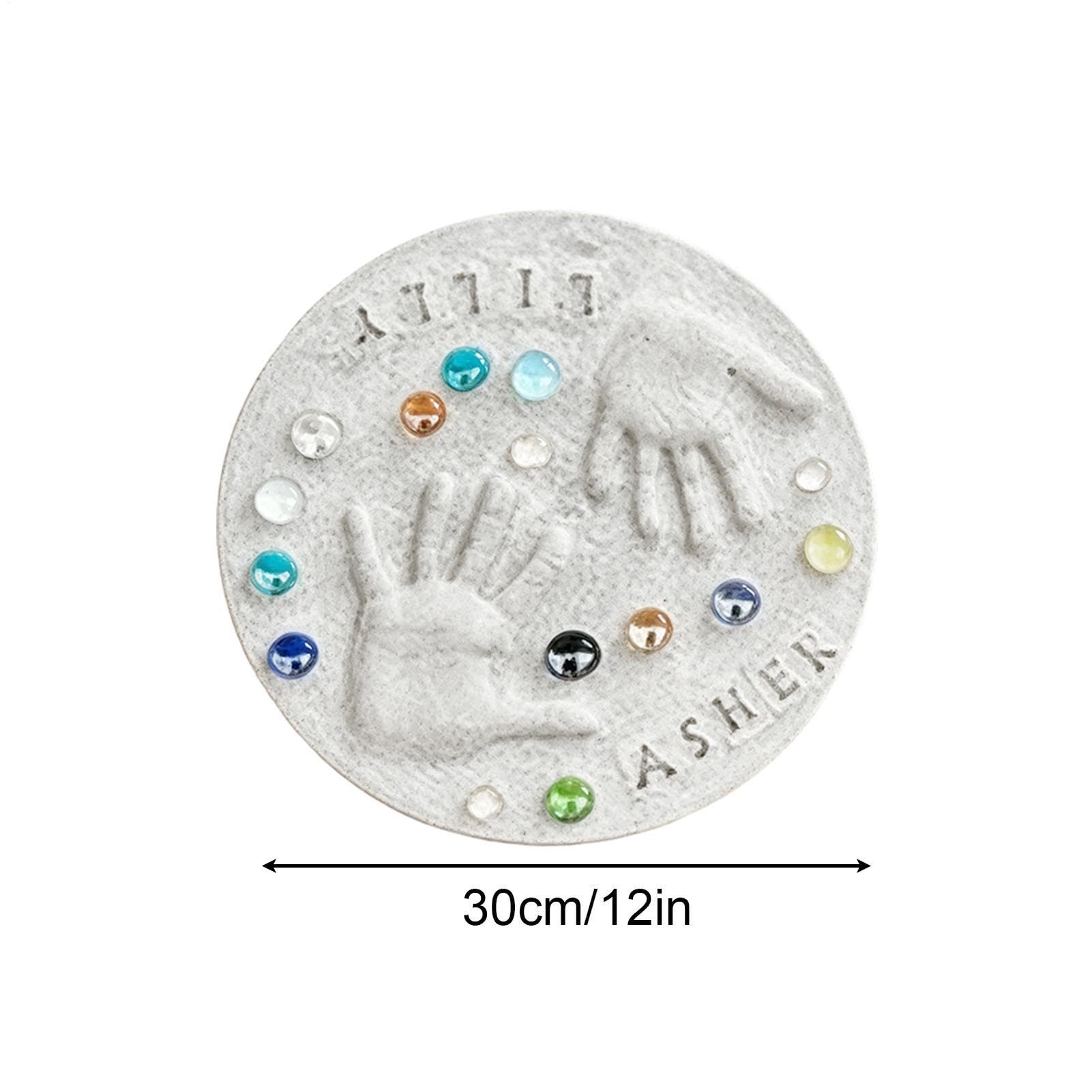 Kit cadeau d'empreinte de main bricolage, kit de tremplin d'empreinte de main bricolage pour enfant, comprend 1 module, 26 tampons de lettres et pierres colorées