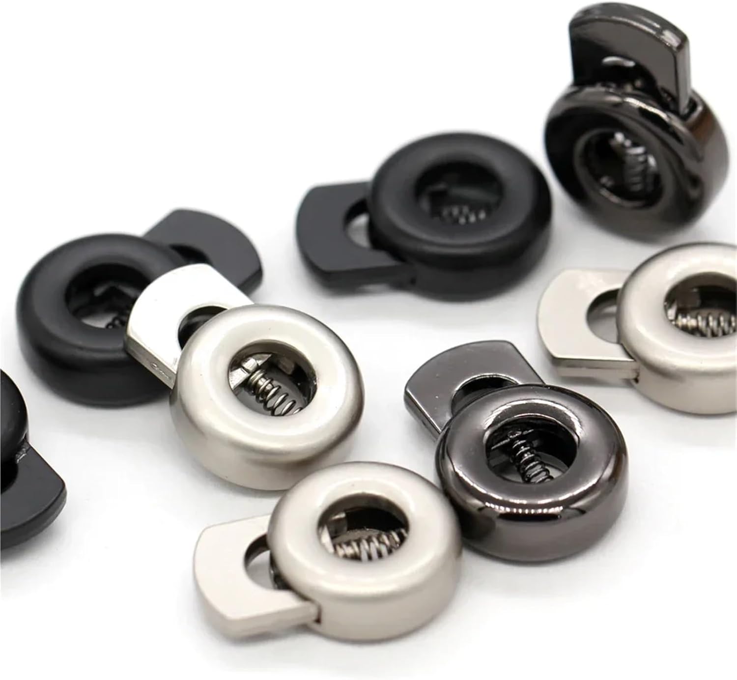 Drawstring Clip 50Pcs Alloy Cord Lock Stopper Spring Toggle Clip(Black)