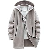 [foveitaa] カーディガン メンズ 秋服 冬服 ベンチコート ロングパーカー ジップアップ メンズ フード付き セーター 大きい サイズ ゆったり 裏起毛 厚手 防風 防寒 暖かい アウター ニット 無地 ジャケットbeige-L