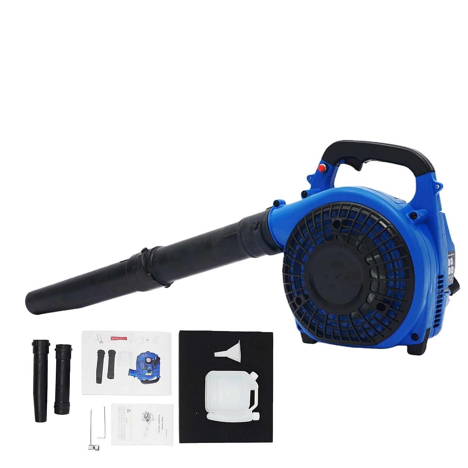 Soplador de hojas de gasolina de 25,4 cm³, con 2 tubos de soplado, motor refrigerado por aire de 2 tiempos, 750 W, soplador de hojas portátil, soplador de hojas de gasolina, soplador de gas