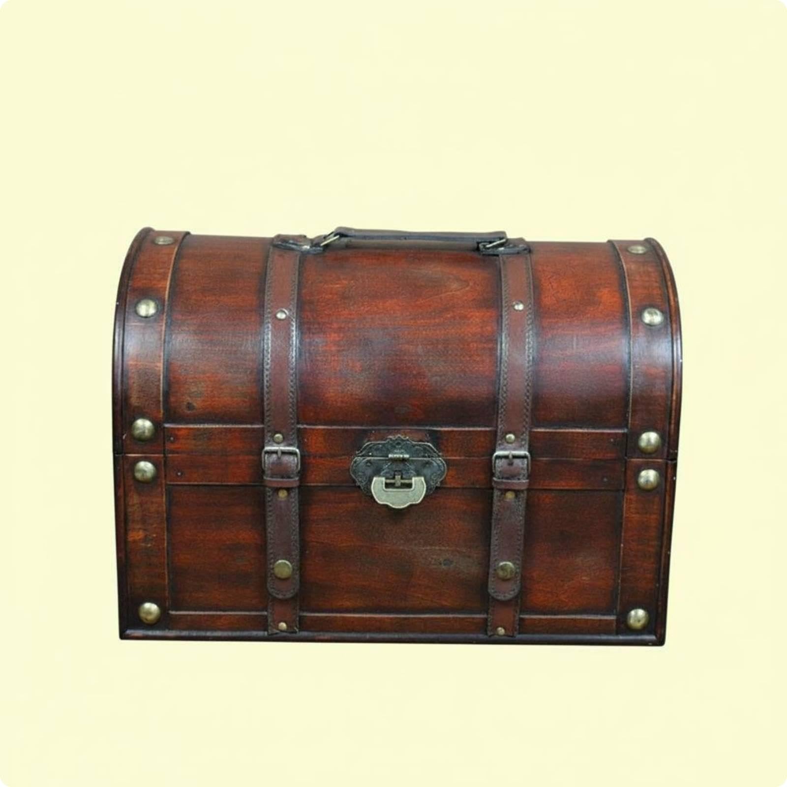 Faux Rosewood Storage Chest Curved Old-World Trunk Storage Box-Grain Texture Wooden Trunk 35-24-23cm Modified Lock Red-image-35