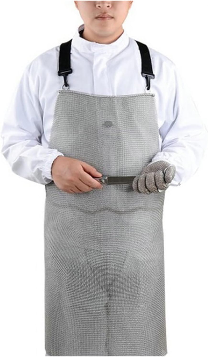 Heavy-Duty 316 Stainless Steel Chainmail Apron, Cut and Stab Resistant Metal Apron, Safety Work Protection Apron, 5 Sizes (Size : 55x60cm/21.65"x23.62")