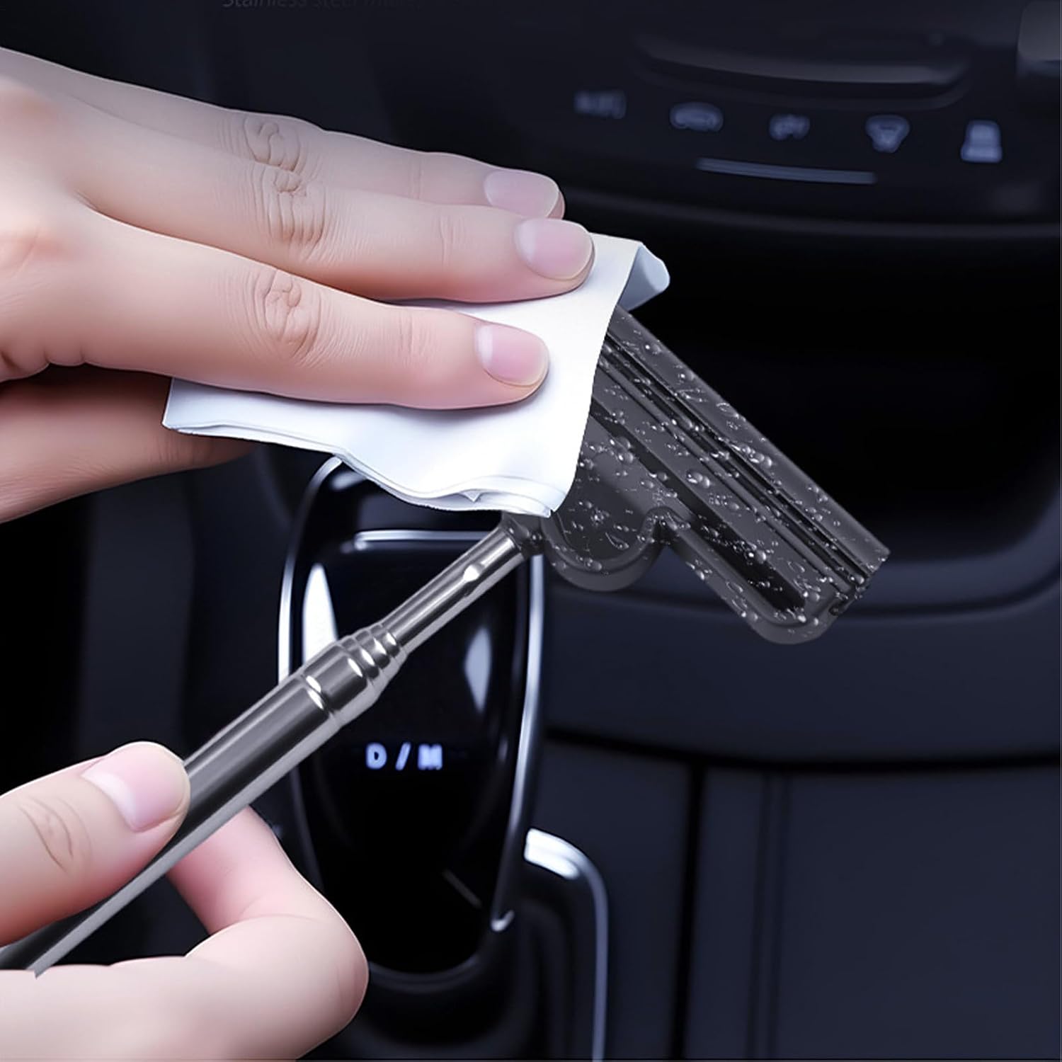 Mirror Squeegee - Portable Retractable Wiper, Universal Cleaning Tool with Handle, Car Window Cleaner for Auto Glass Rain Inside Bus Driver Truck Vehicle Washing Detailing Maintenance