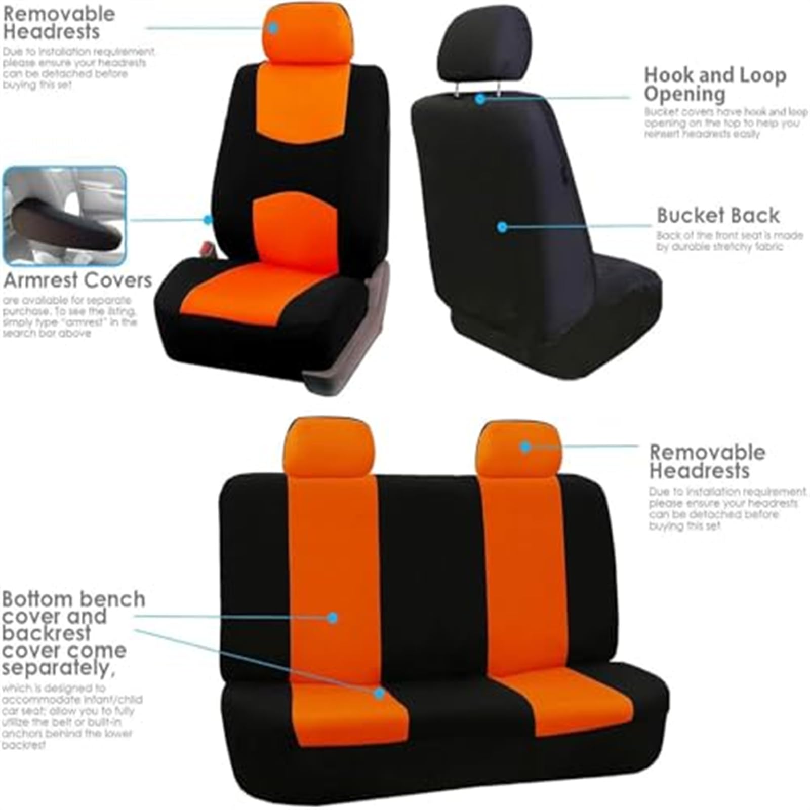 Ensembles de Housses de Siège pour Citroen C4 Hybride (2024-2026) | Housses Siege Avant Arrière Respirant Lavable Confortable Protection Couverture Siège