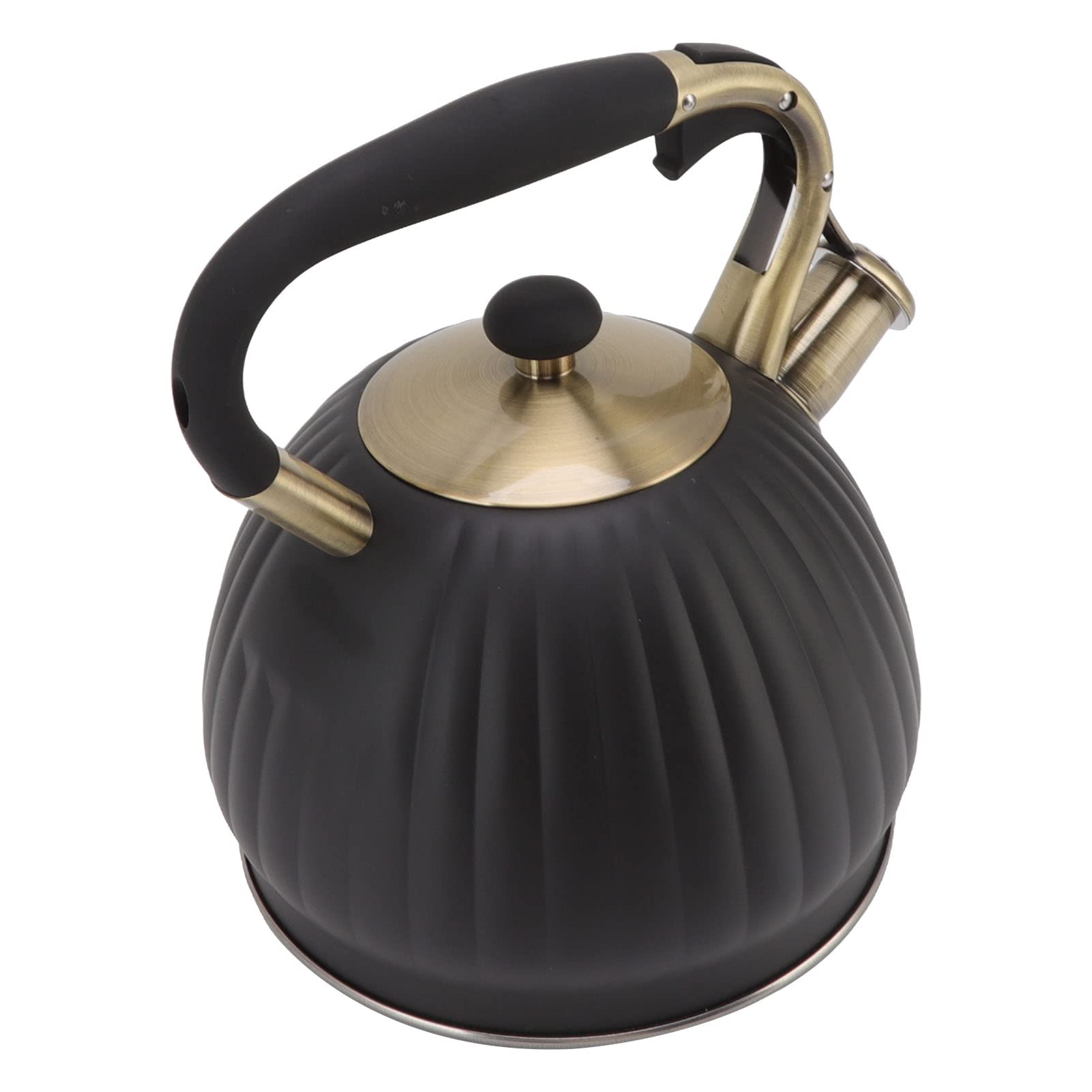 Tetera con Silbido de Acero Inoxidable, 3,5 L, Gran Capacidad, Frío Al Tacto, Tetera de Grado Alimenticio para Estufa de Gas de Inducción, Agua de Ebullición Rápida, Ergonómico, Resistente Al