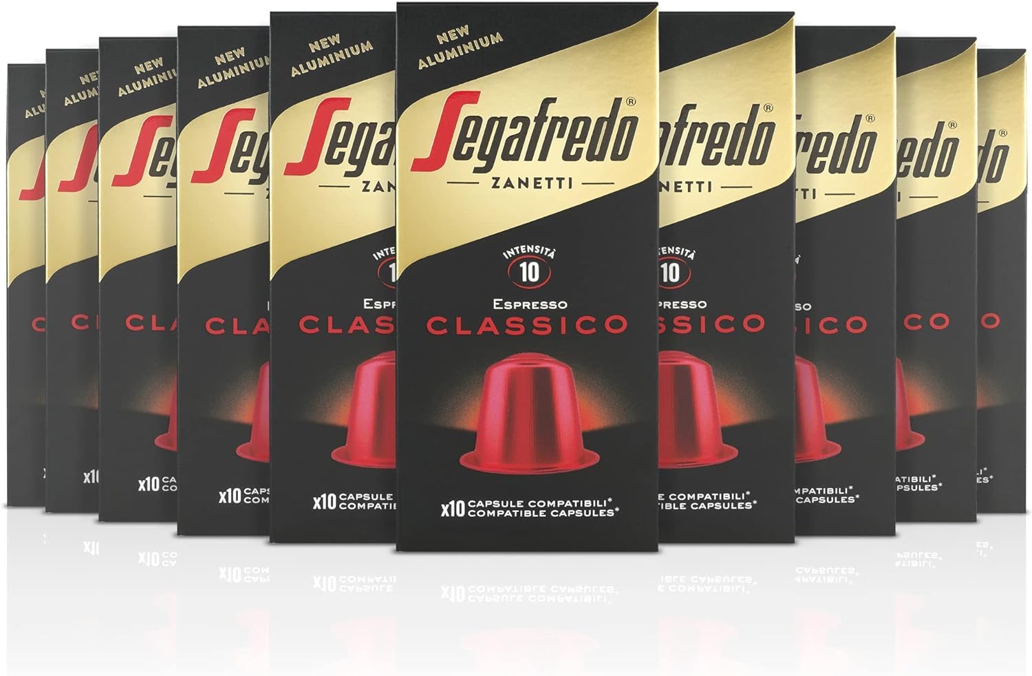 Segafredo Zanetti - 100 Nespresso® * Compatible Capsules, Classico Coffee, Rich and Harmonious Taste - 10 Boxes of 10 Capsules