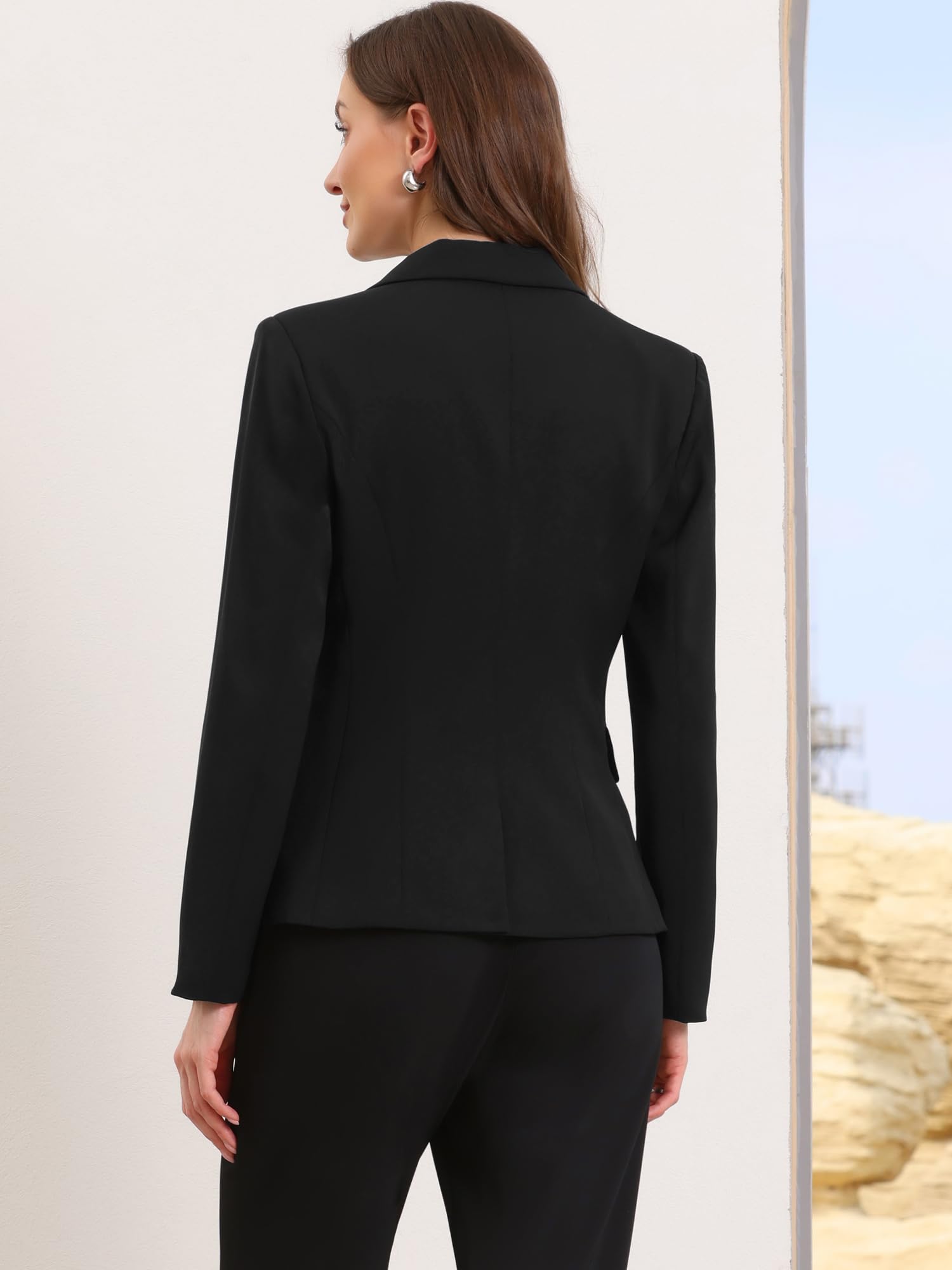 Allegra K Damen Business Casual Blazer Langärm mit Einem Knopf die Arbeit im Büro Anzugjacke