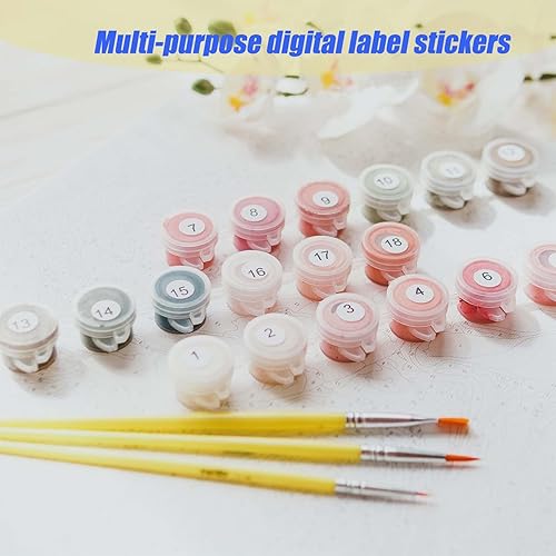 Miniatura 5 de 20 hojas de 1 a 500 adhesivos láser impermeables reflectantes para números, redondos autoadhesivos para inventario y organización de almacenamiento