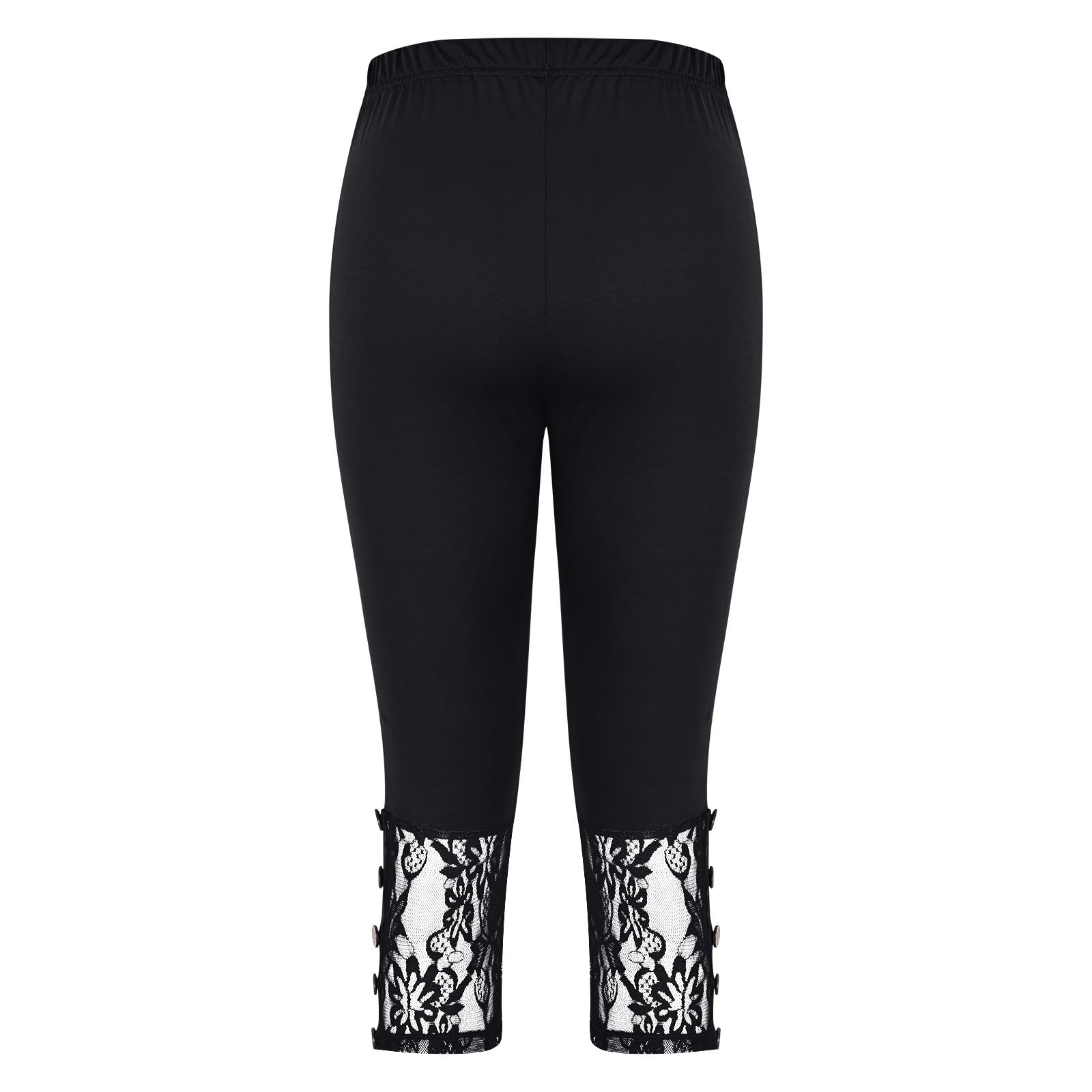 EMATOP Sexy Spitze Leggings Damen 3/4 Sport Caprihose High Waist Kurze Sporthose Blickdicht Elegant Capri Hose Baumwolle Leicht Jogginghose Bequem Einfarbig Yogahose Casual Sportleggins