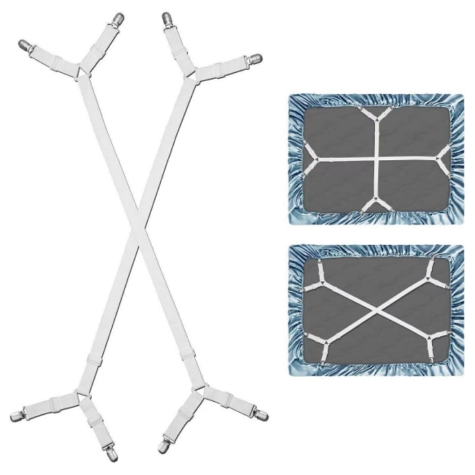 Gbrcen Mattress Straps 10PCS Bed Sheet Holder Adjustable Elastic Fixed Holder Mattress Clip Fasteners Cover Blankets Grippers Fixing Non-Slip Strap for Bedding(White)
