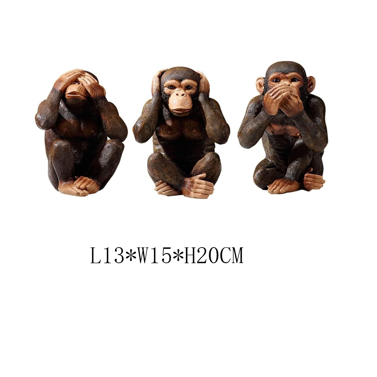 Artystyczna statuetka - dekoracja domu abstrakcyjne rzeźby głowy - figurka dekoracyjna na biurko, zestaw 3 sztuk, statuetka artystyczna, patrz, usłysz, mów bez złej małpy, figurka