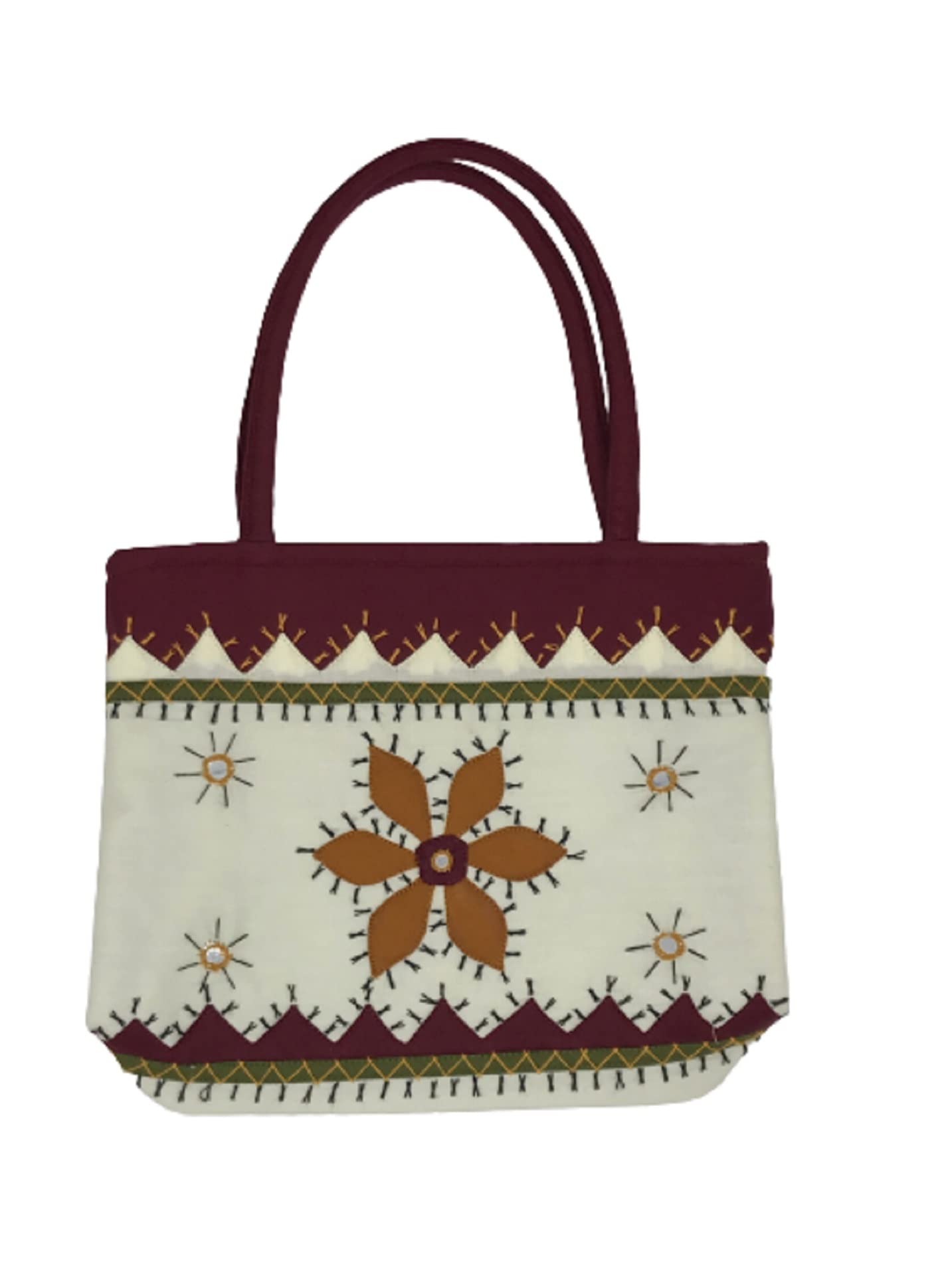 srishopify handicraftsEco Friednly MINI Hand Bag Women's Handbags Cotton Handmade Banjara Bags Ethnic Vintage Gifts For Ladies | SMALL Size 10.5 inch for Women Stylish Multicolor Bag