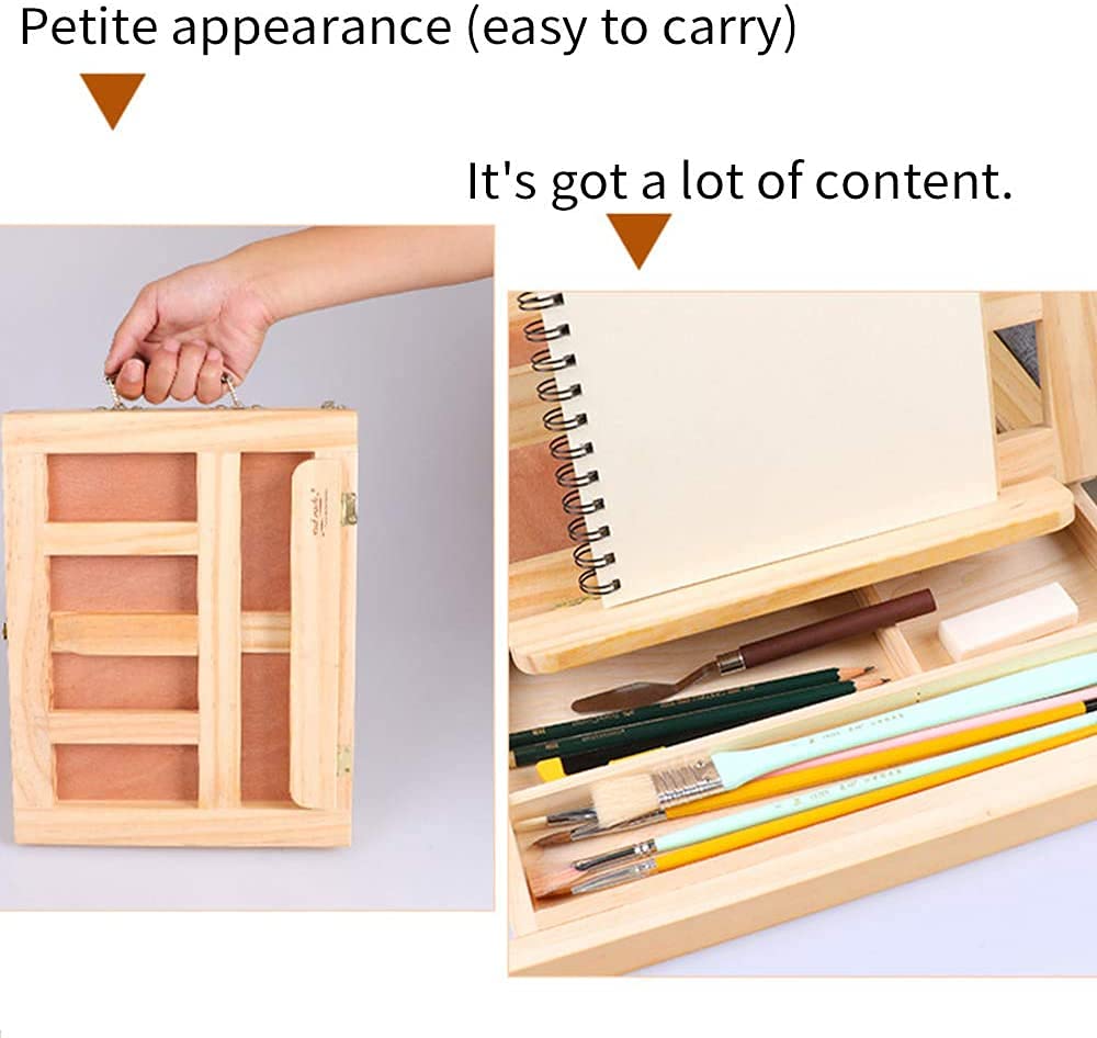 práctico Caballete de escritorio de madera multifuncional plegable, caja de marco de pintura al óleo duradera ARTE AJUSTABLE SKETTE SKETE DE EMPLEADOR PARA PROFESIONES DE LOS ESTUDIANTES Artista profe